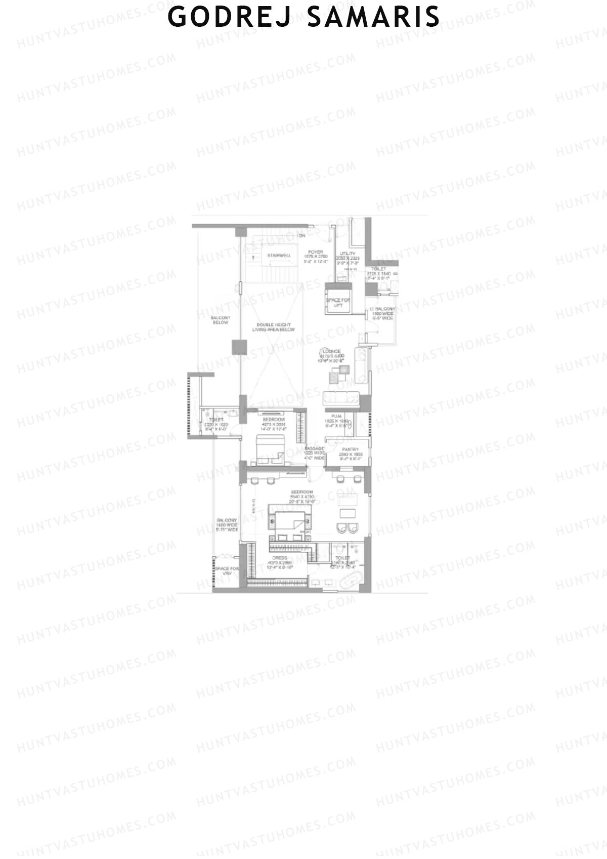 Godrej Samaris, Tower Fate, Unit 1 (Type PH), 4BHK, Carpet Area 3767   sq ft 