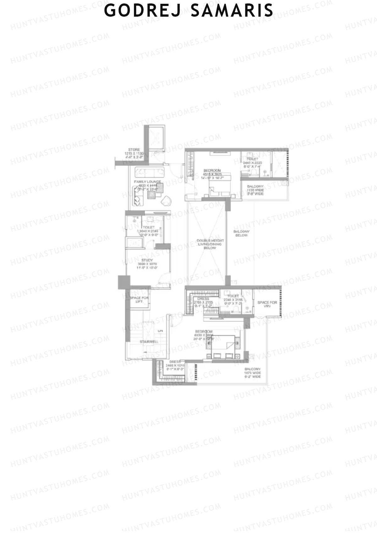 Godrej Samaris, Tower Fate, Unit 4 (Type PH), 4BHK, Carpet Area 2949   sq ft 