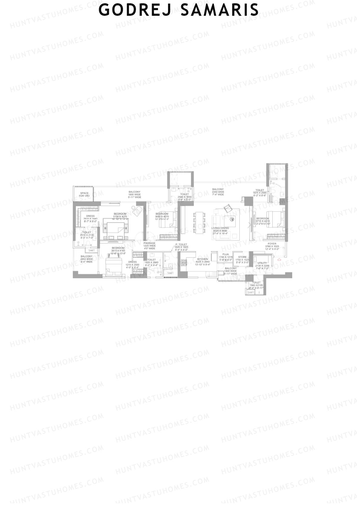 Godrej Samaris, Tower Fortune, Unit 1, 4BHK, Carpet Area 2094   sq ft 