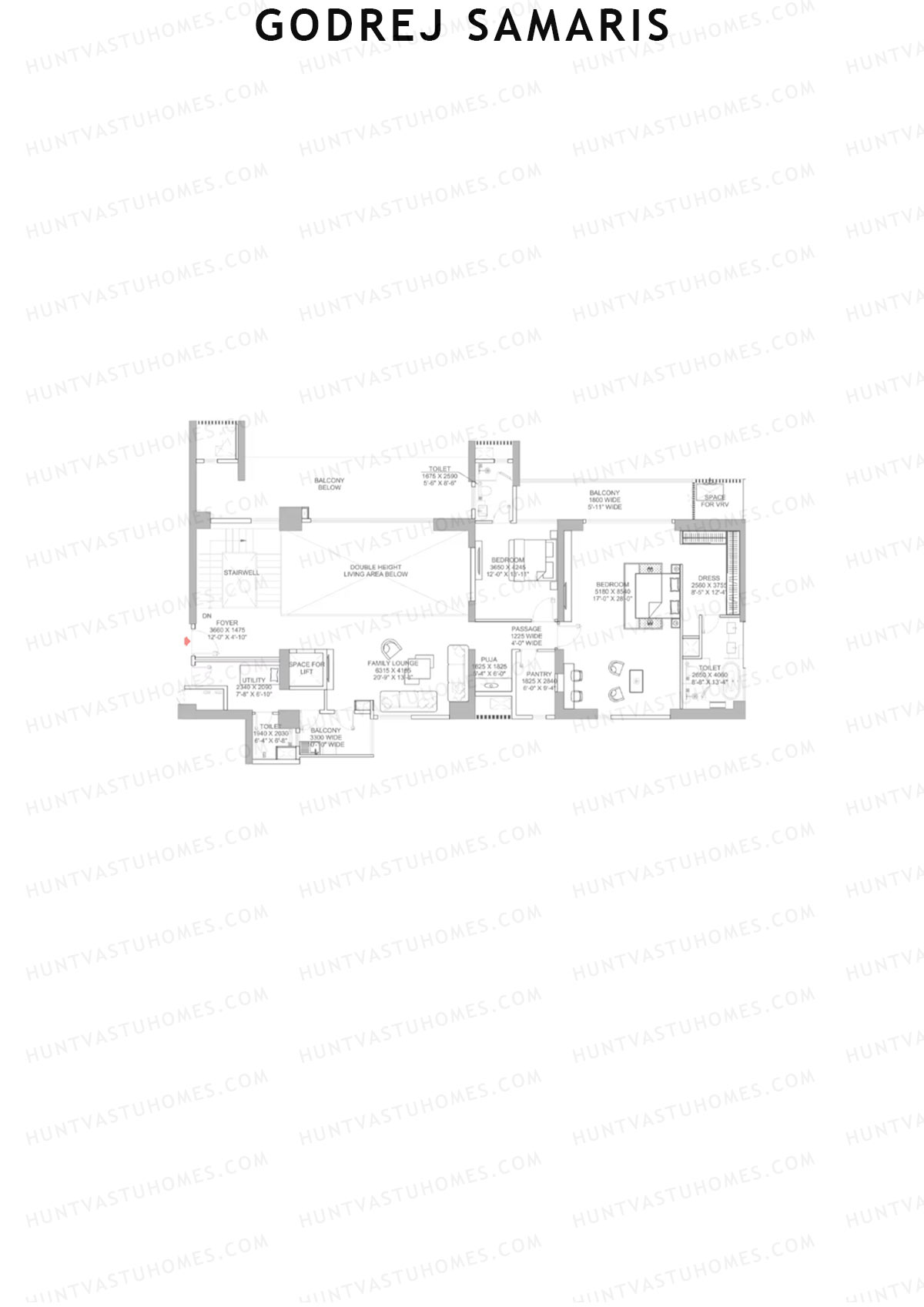 Godrej Samaris, Tower Fortune, Unit 2 (Type PH), 5BHK, Carpet Area 3708   sq ft 