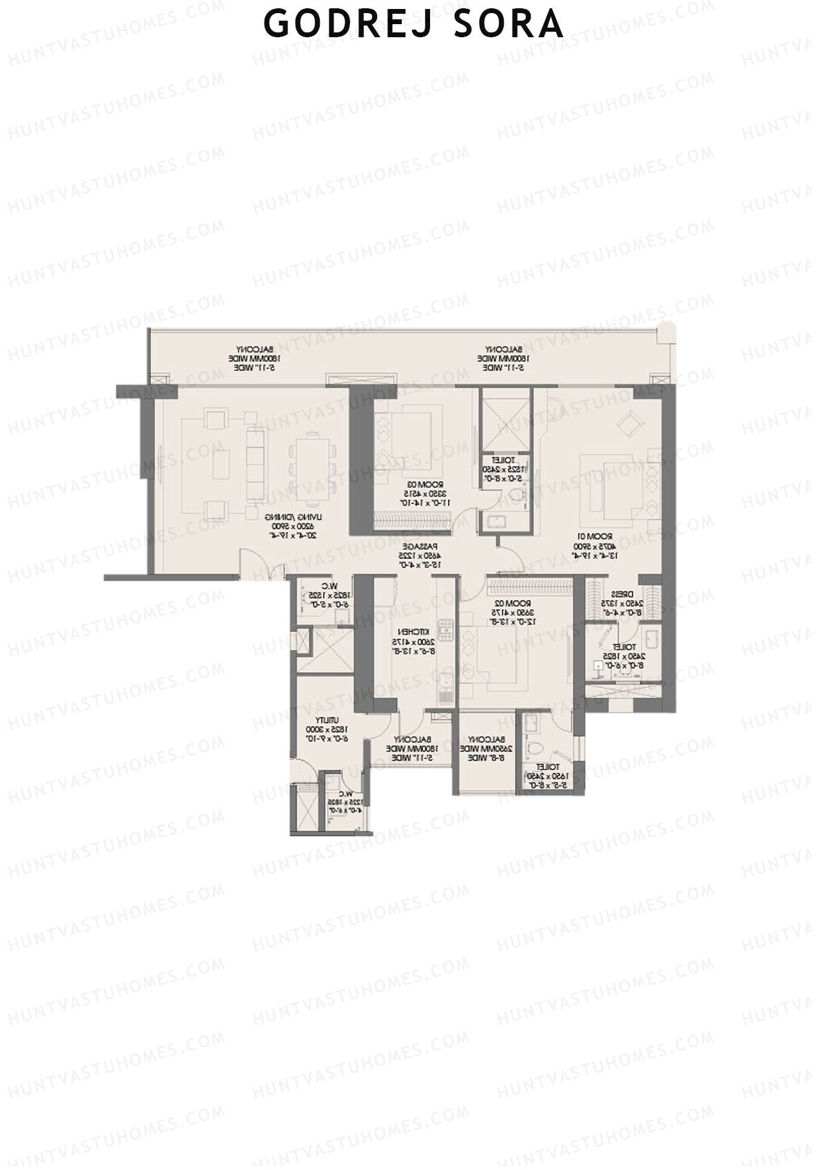 Godrej Sora Tower 2 Unit 1 (Type 1) Floor Plan