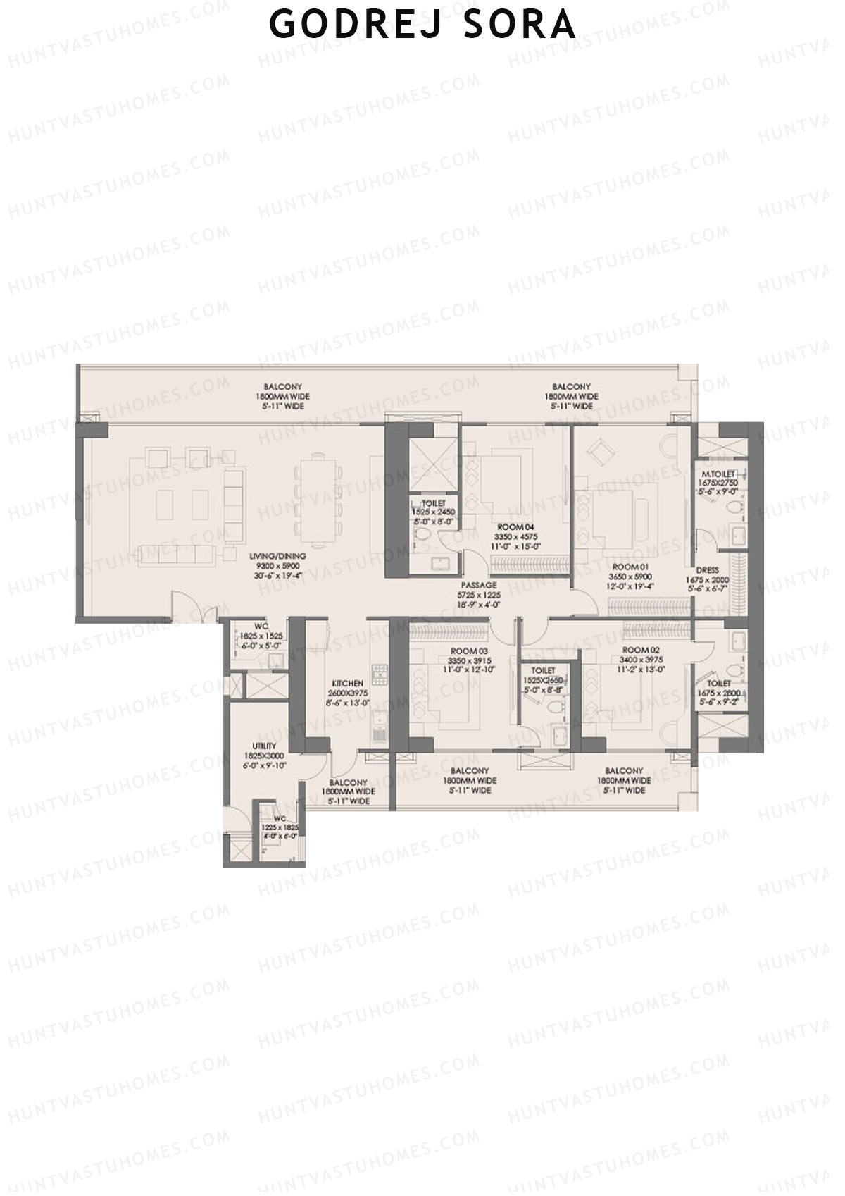 Godrej Sora Tower 3 Unit 1 (Type 1) Floor Plan