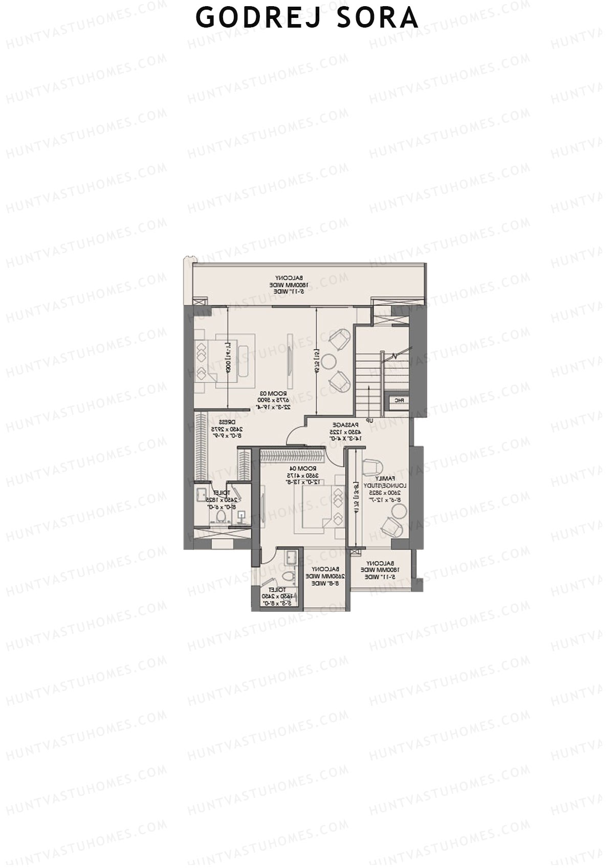 Godrej Sora Tower 3 Unit 2 (Type DU) Floor Plan