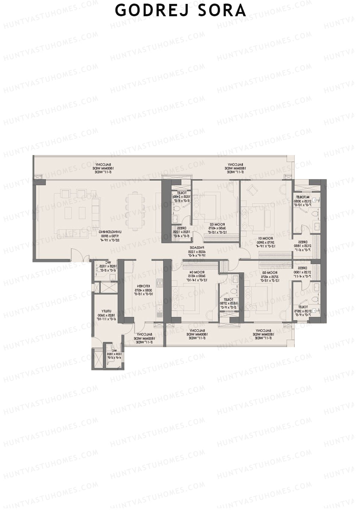 Godrej Sora Tower 4 Unit 1 (Type 2) Floor Plan