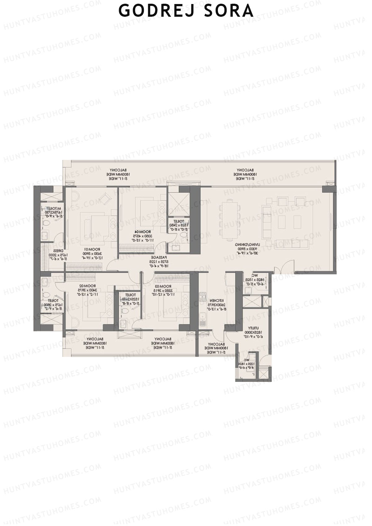Godrej Sora Tower 4 Unit 2 (Type 1) Floor Plan