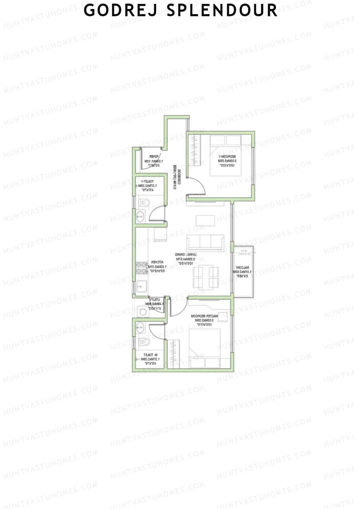 Godrej Splendour, Tower T, Unit 10 (Type 6), 2BHK, Super Area 909   sq ft 