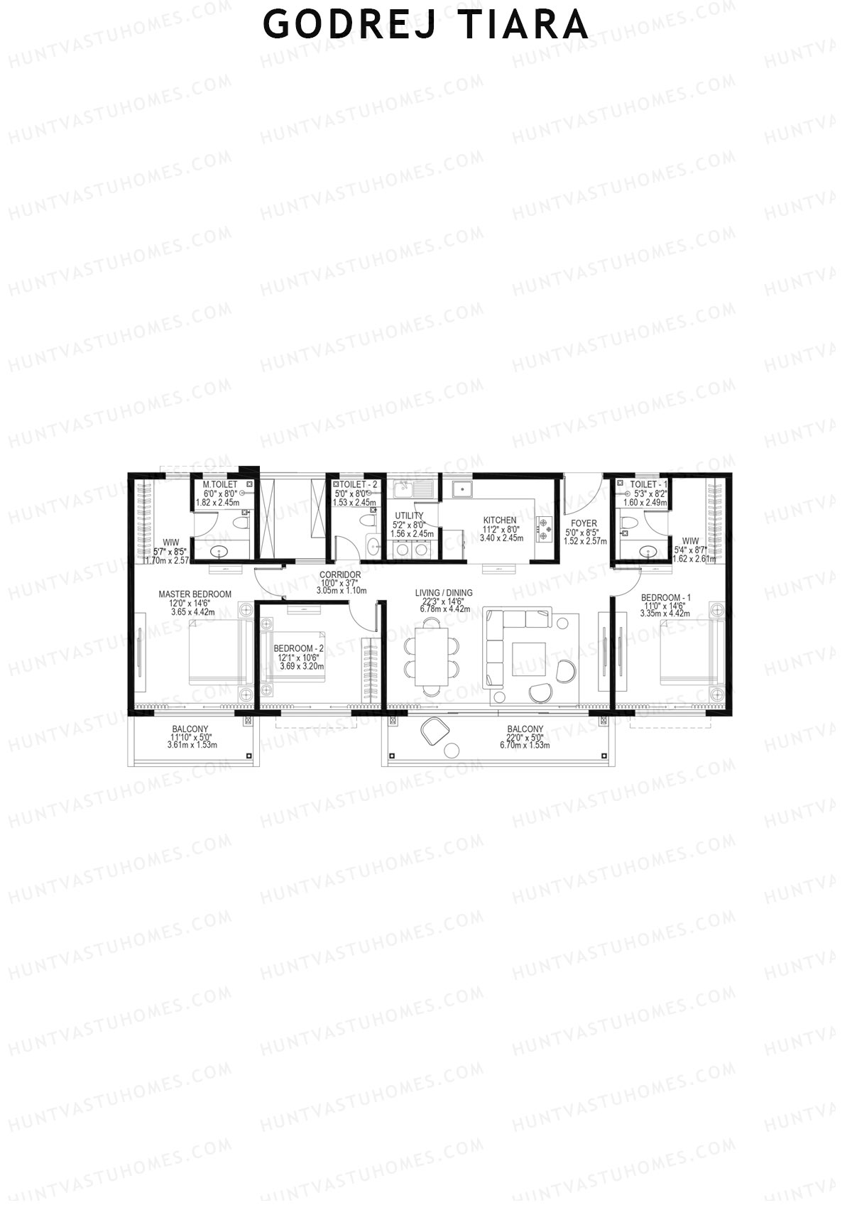 Godrej Tiara Tower 2 Unit 1 (Type 1) Floor Plan