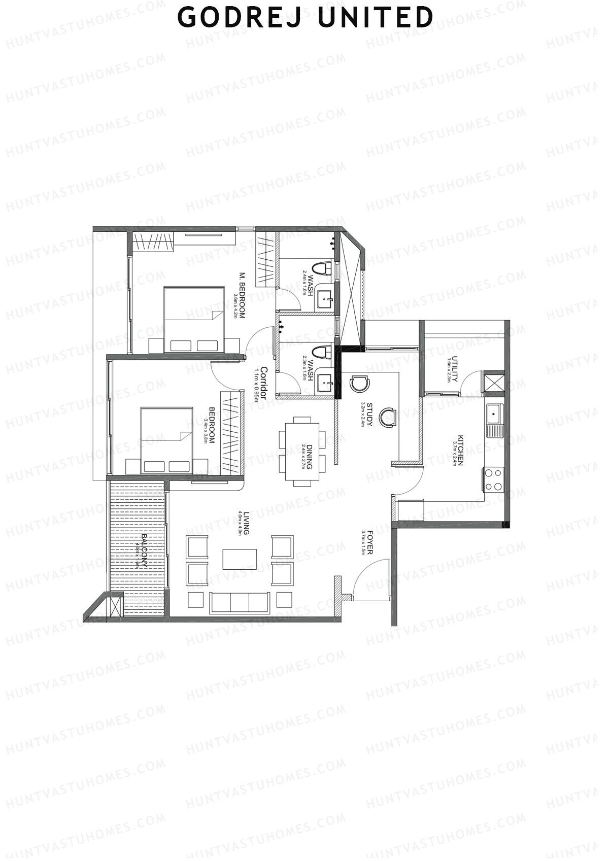 Godrej United Panorama core A Unit 2 Floor Plan