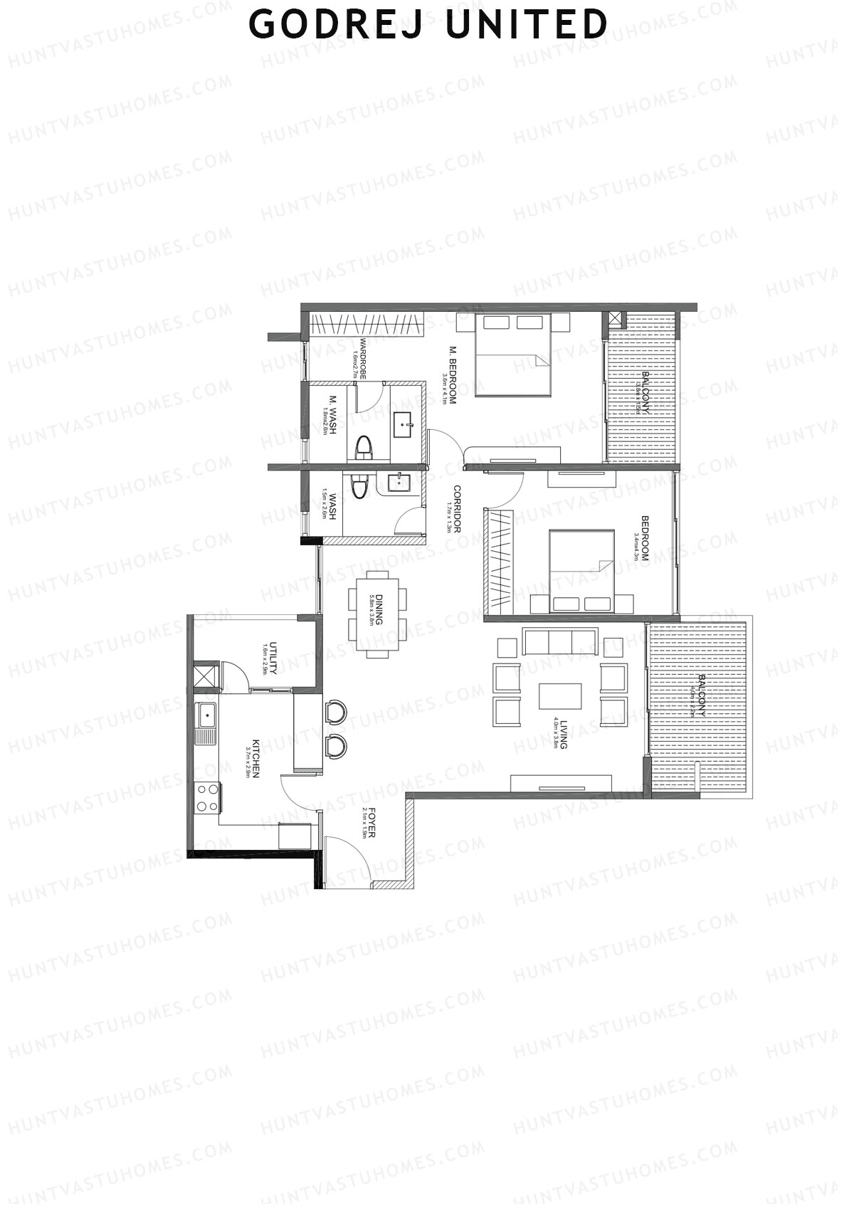 Godrej United Panorama core A Unit 3 Floor Plan