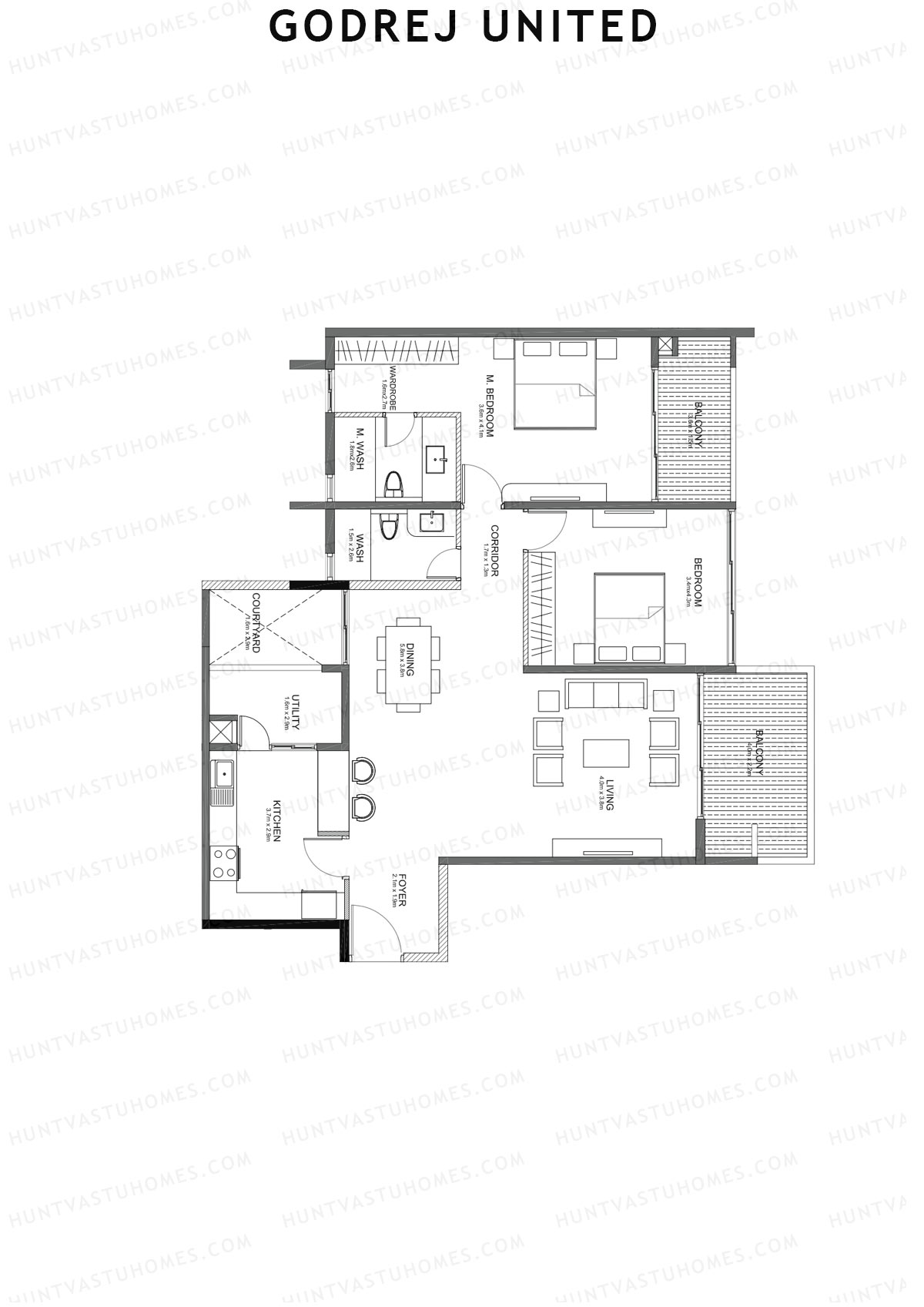 Godrej United Panorama core A Unit 3 Floor Plan