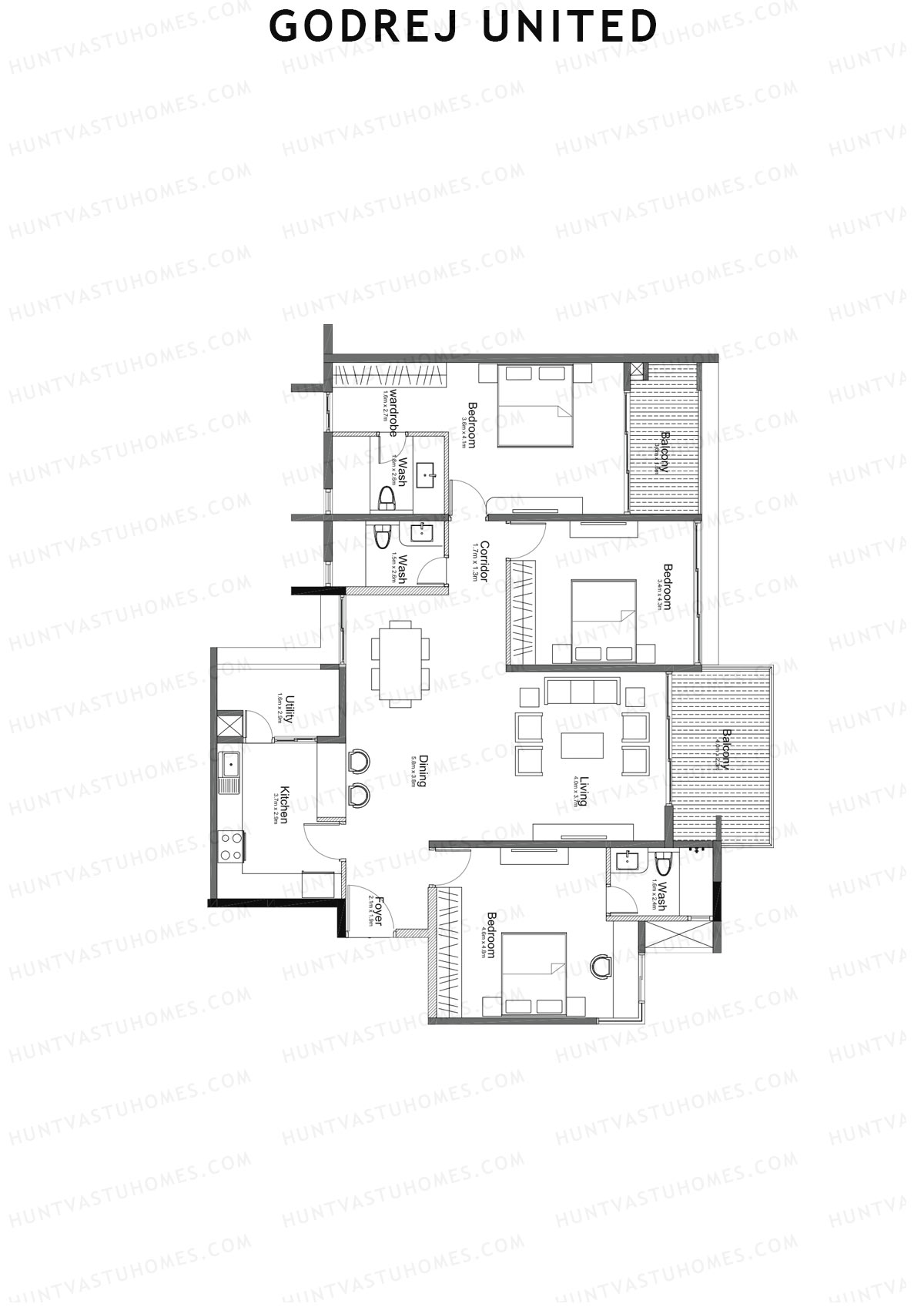 Godrej United Panorama core A Unit 3 Floor Plan