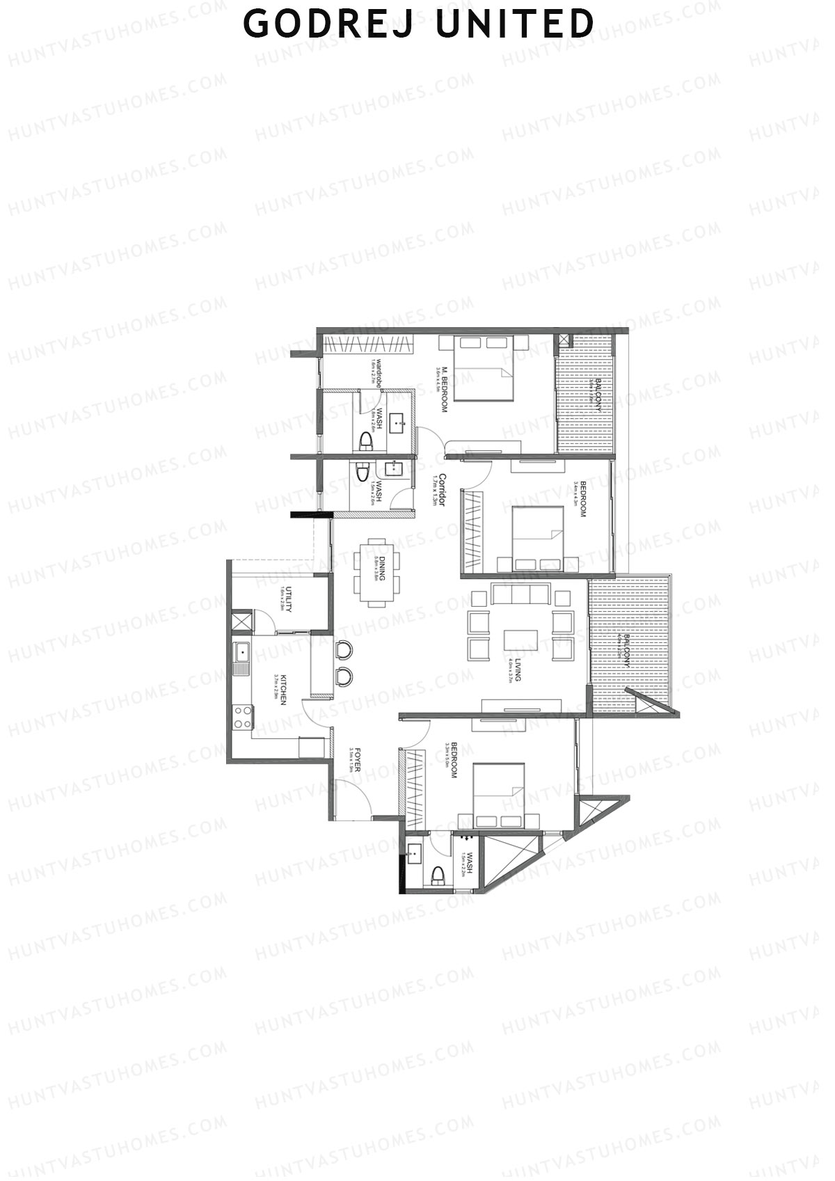 Godrej United Panorama core B Unit 1 Floor Plan