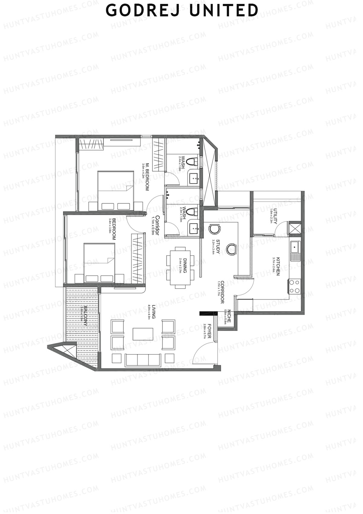 Godrej United Panorama core B Unit 2 Floor Plan