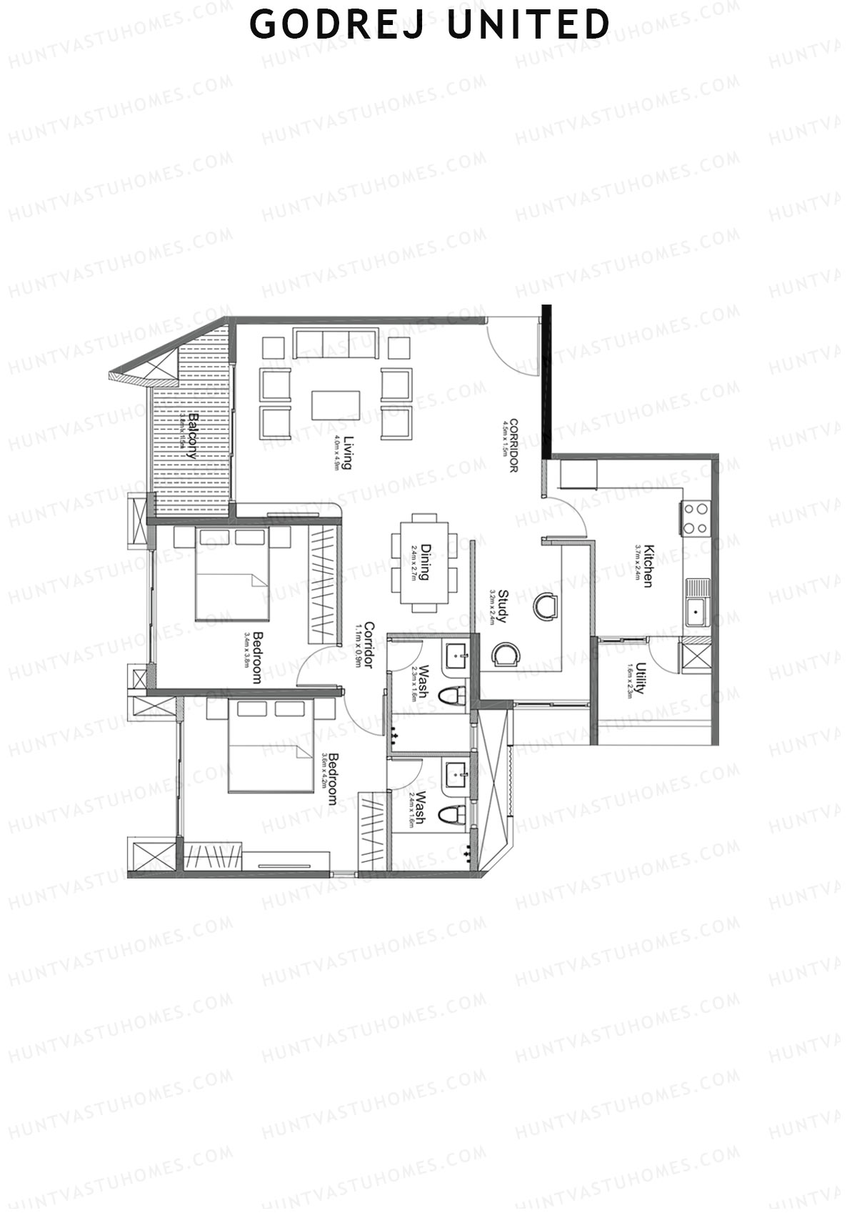 Godrej United Panorama core B Unit 3 Floor Plan
