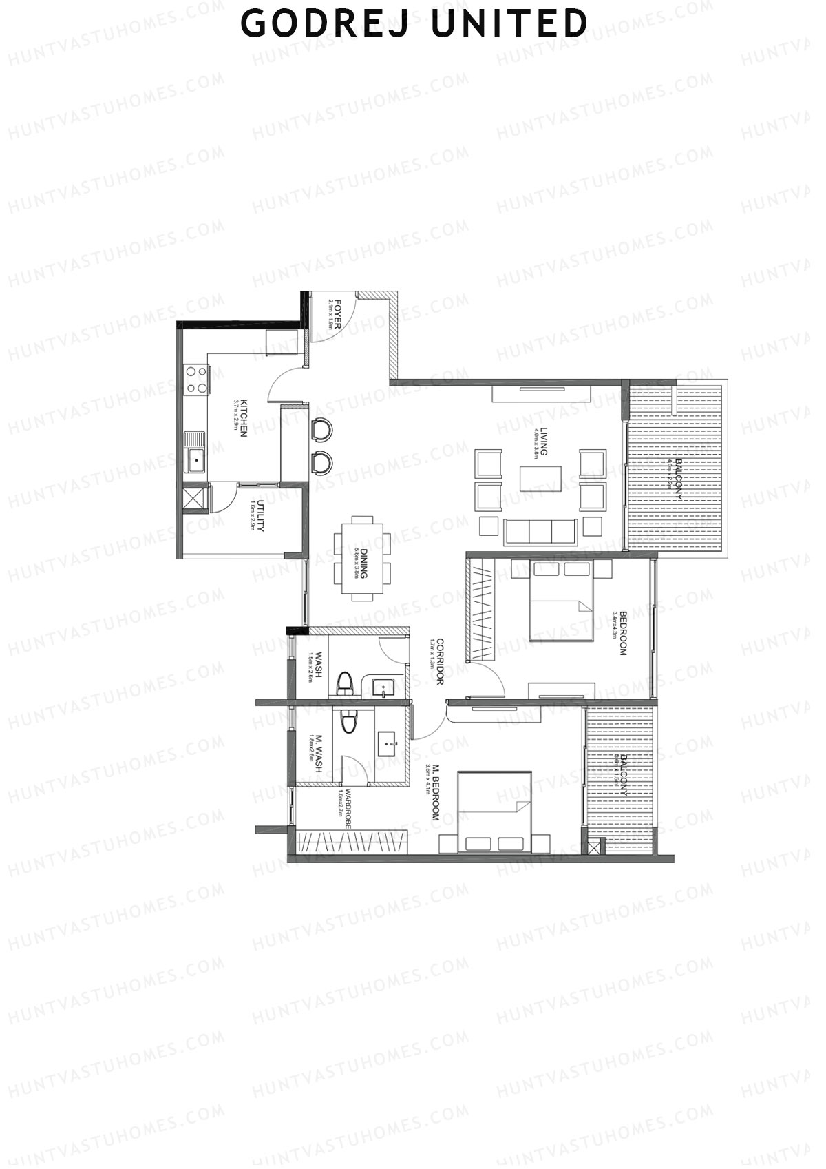 Godrej United Panorama core C Unit 3 Floor Plan