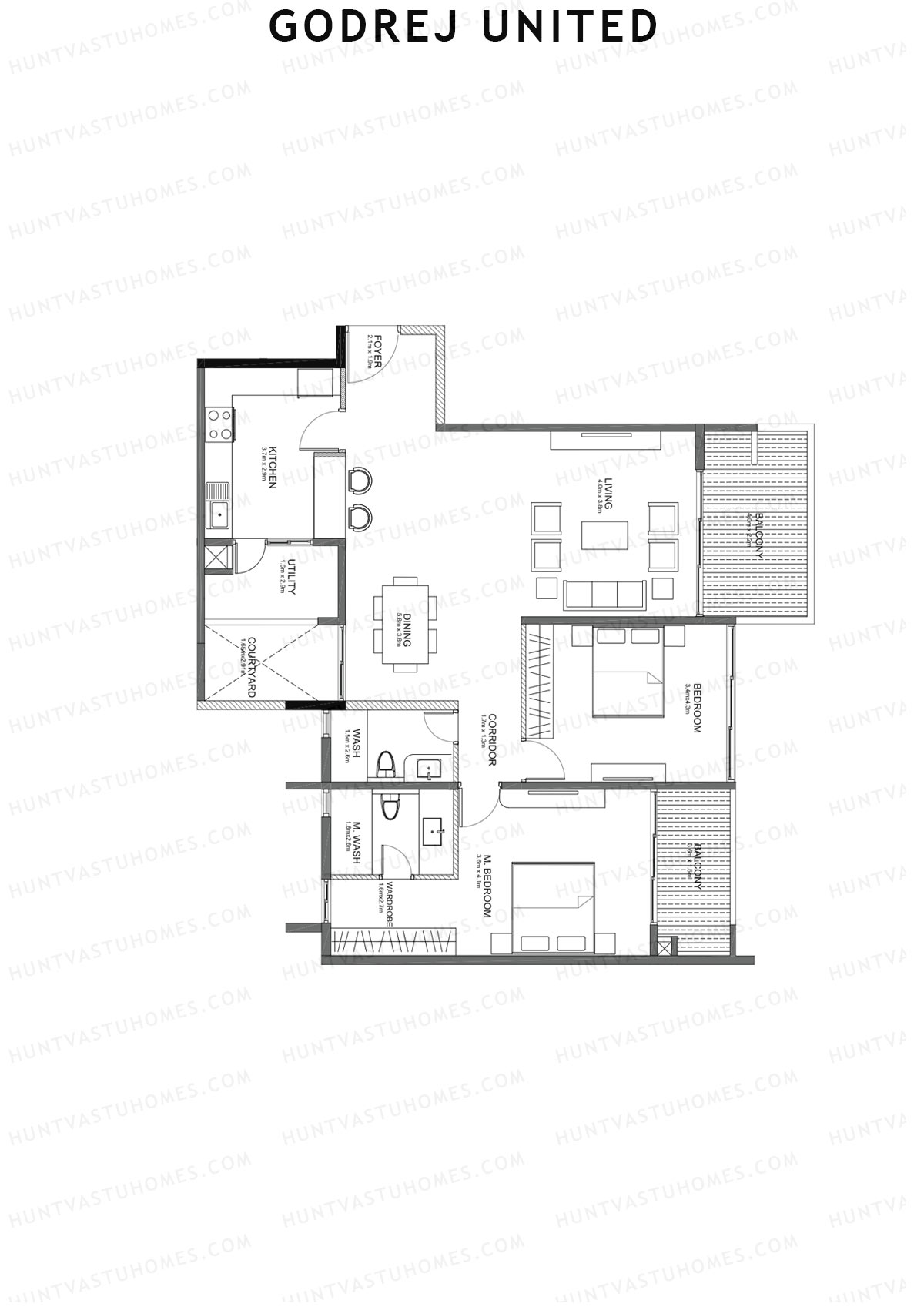 Godrej United Panorama core C Unit 3 Floor Plan