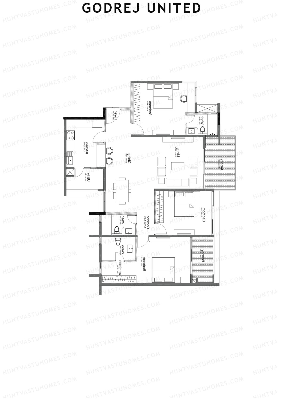 Godrej United Panorama core C Unit 3 Floor Plan