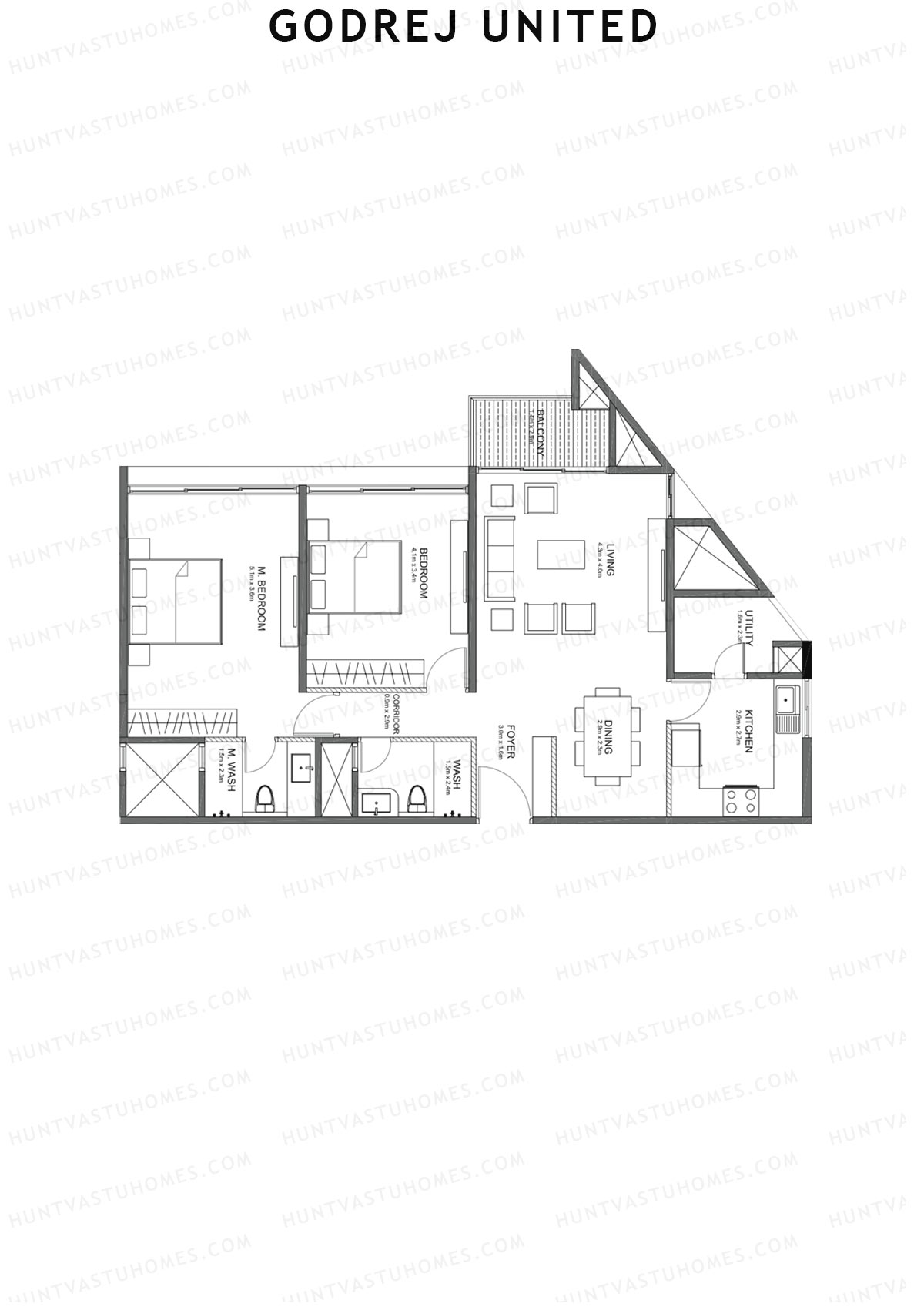 Godrej United Panorama core D Unit 1 Floor Plan