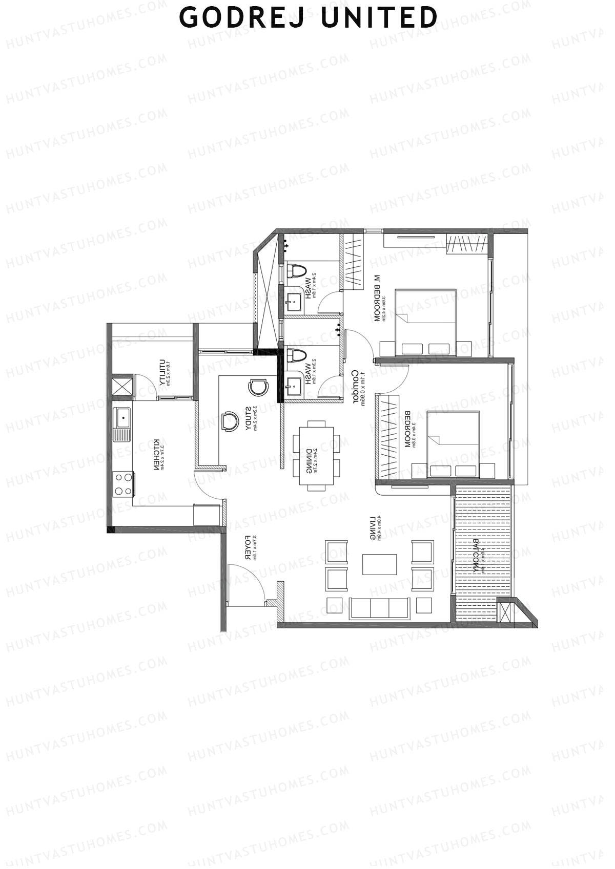 Godrej United Vista core A Unit 2 Floor Plan