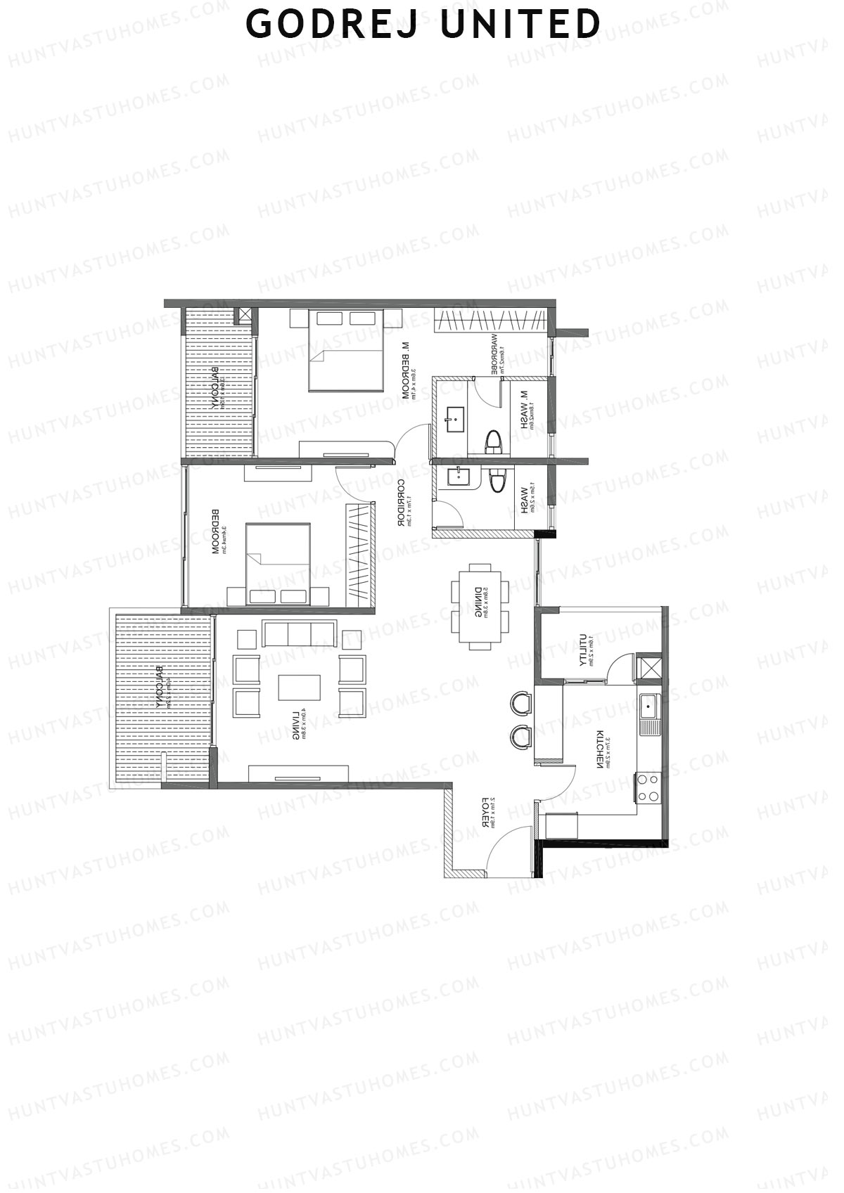 Godrej United Vista core A Unit 3 Floor Plan