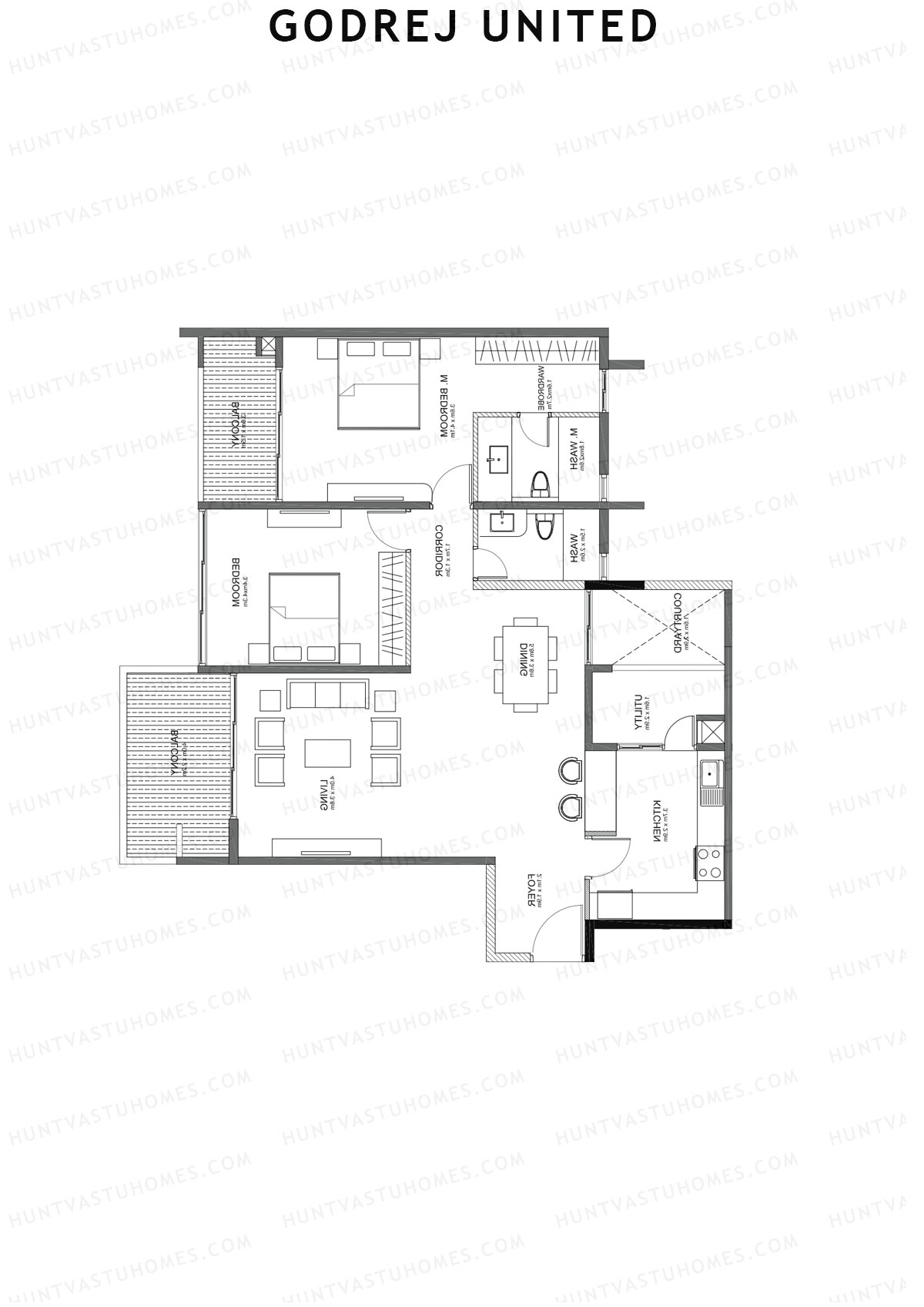 Godrej United Vista core A Unit 3 Floor Plan
