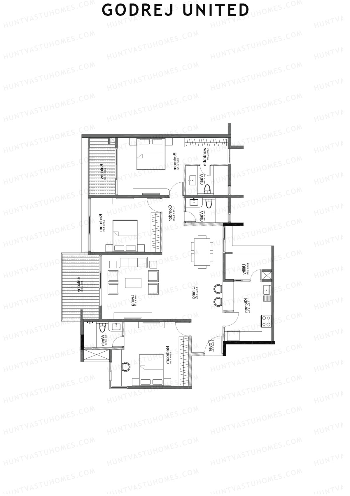 Godrej United Vista core A Unit 3 Floor Plan