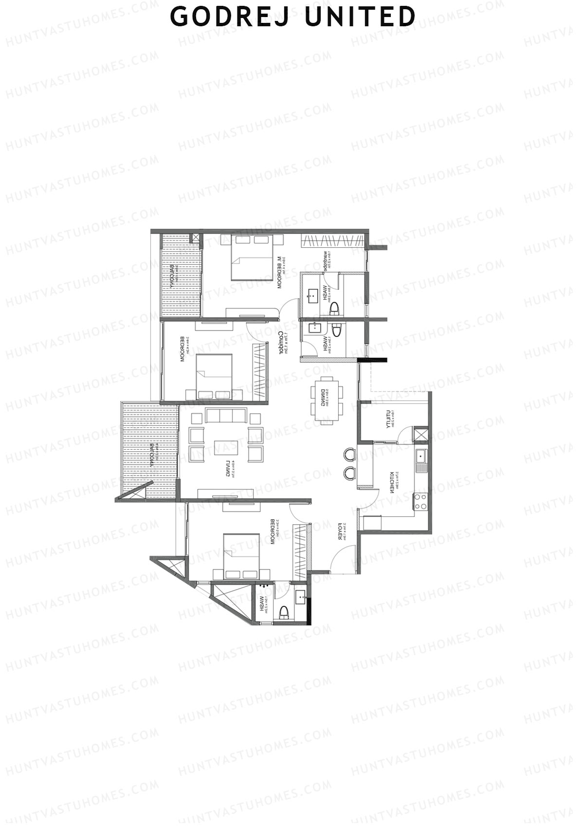 Godrej United Vista core B Unit 1 Floor Plan