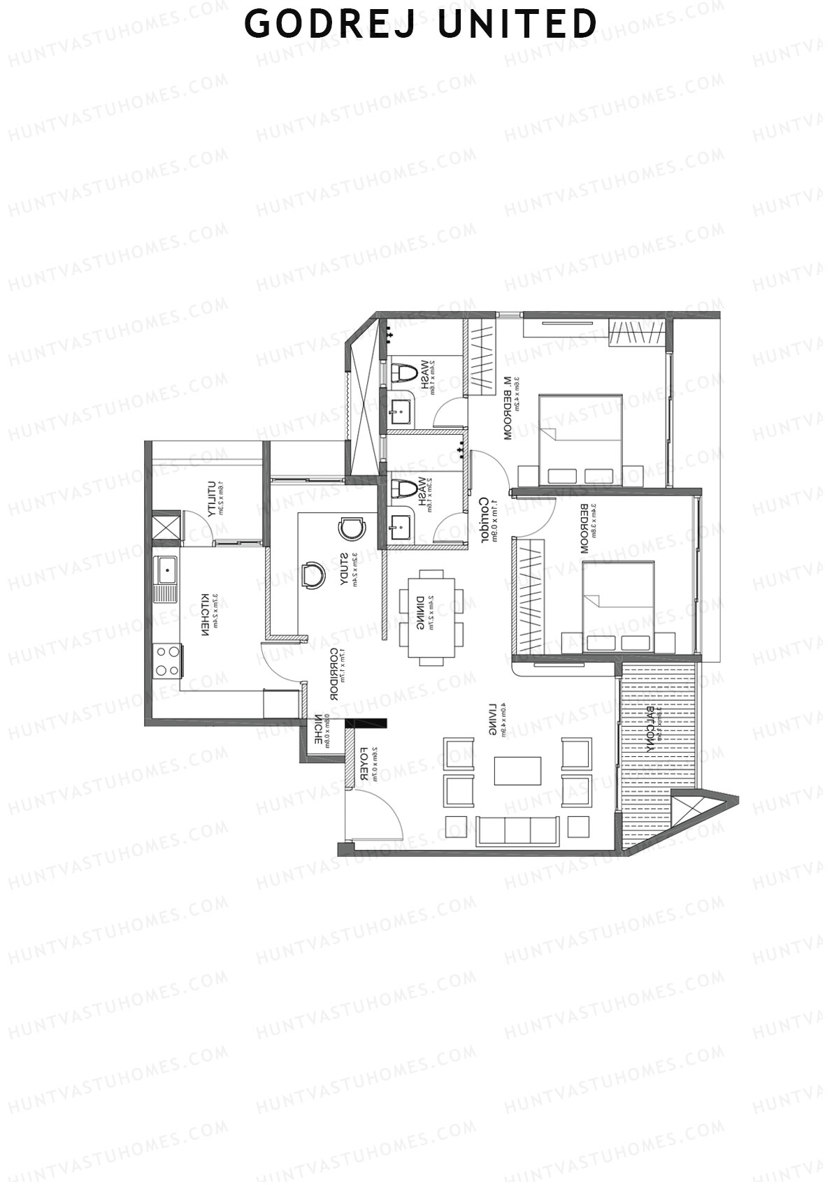 Godrej United Vista core B Unit 2 Floor Plan