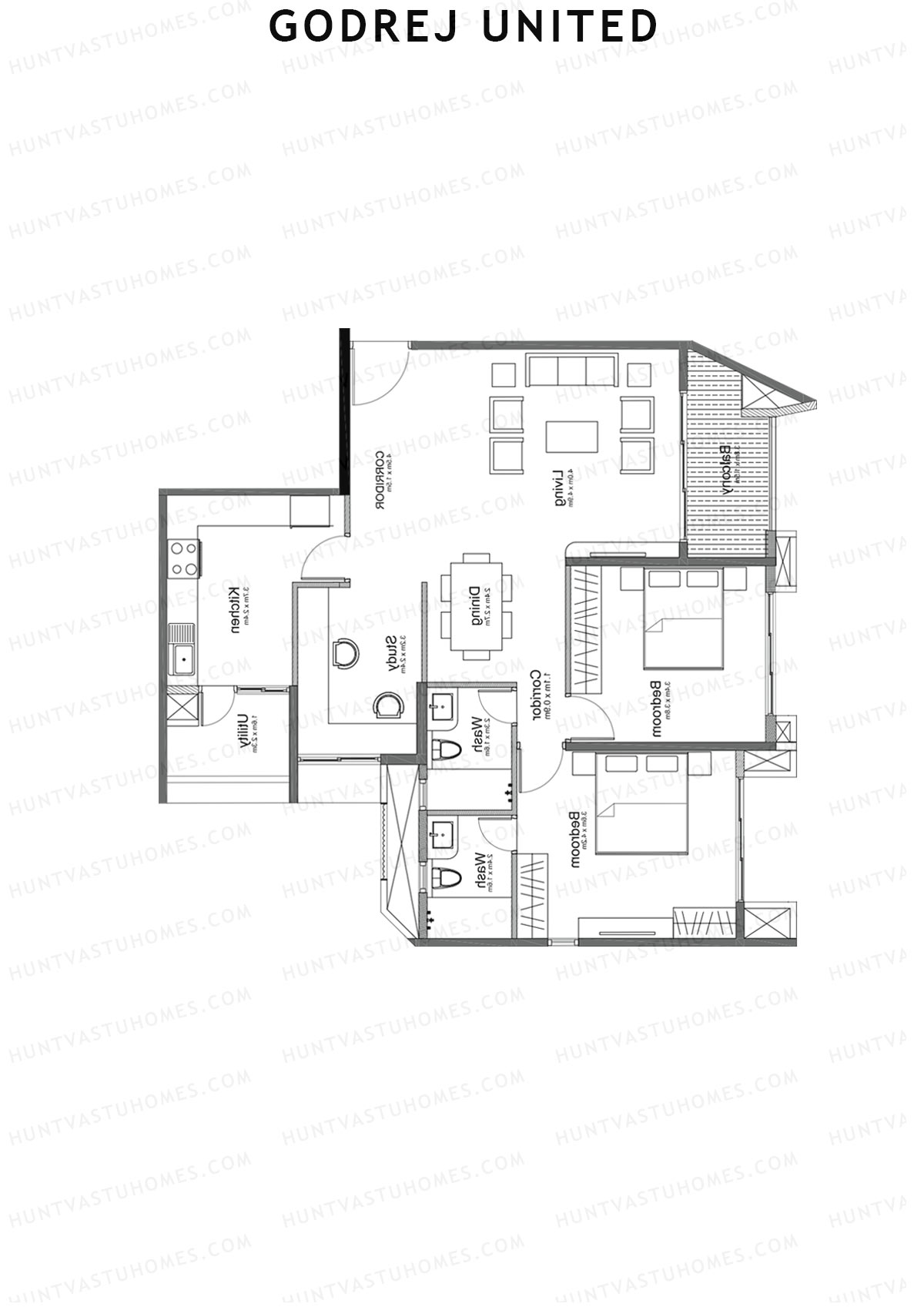 Godrej United Vista core B Unit 3 Floor Plan