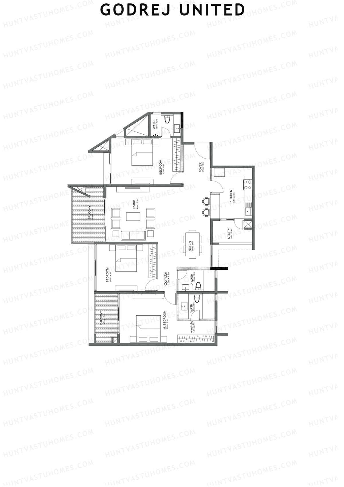 Godrej United Vista core B Unit 4 Floor Plan