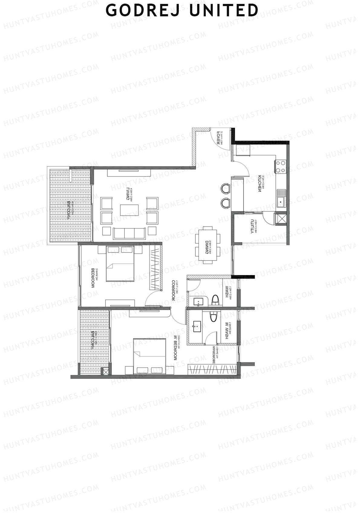 Godrej United Vista core C Unit 3 Floor Plan