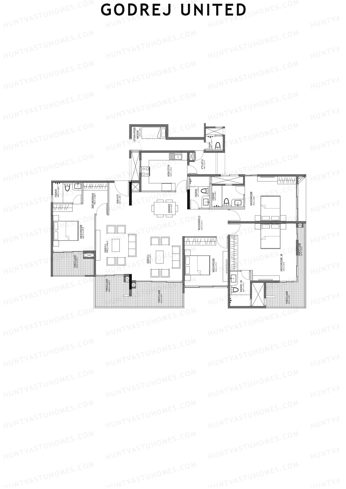 Godrej United Vista core D Unit 3 Floor Plan