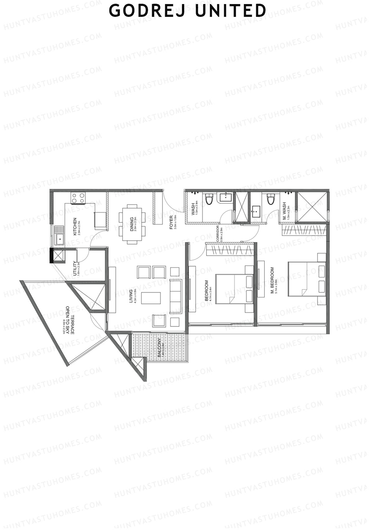Godrej United Vista core D Unit 4 Floor Plan