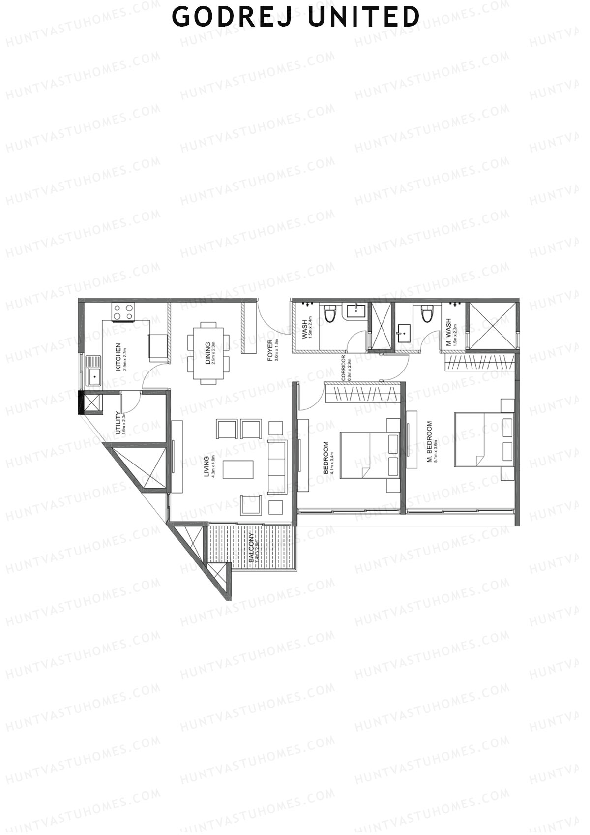 Godrej United Vista core D Unit 6 Floor Plan