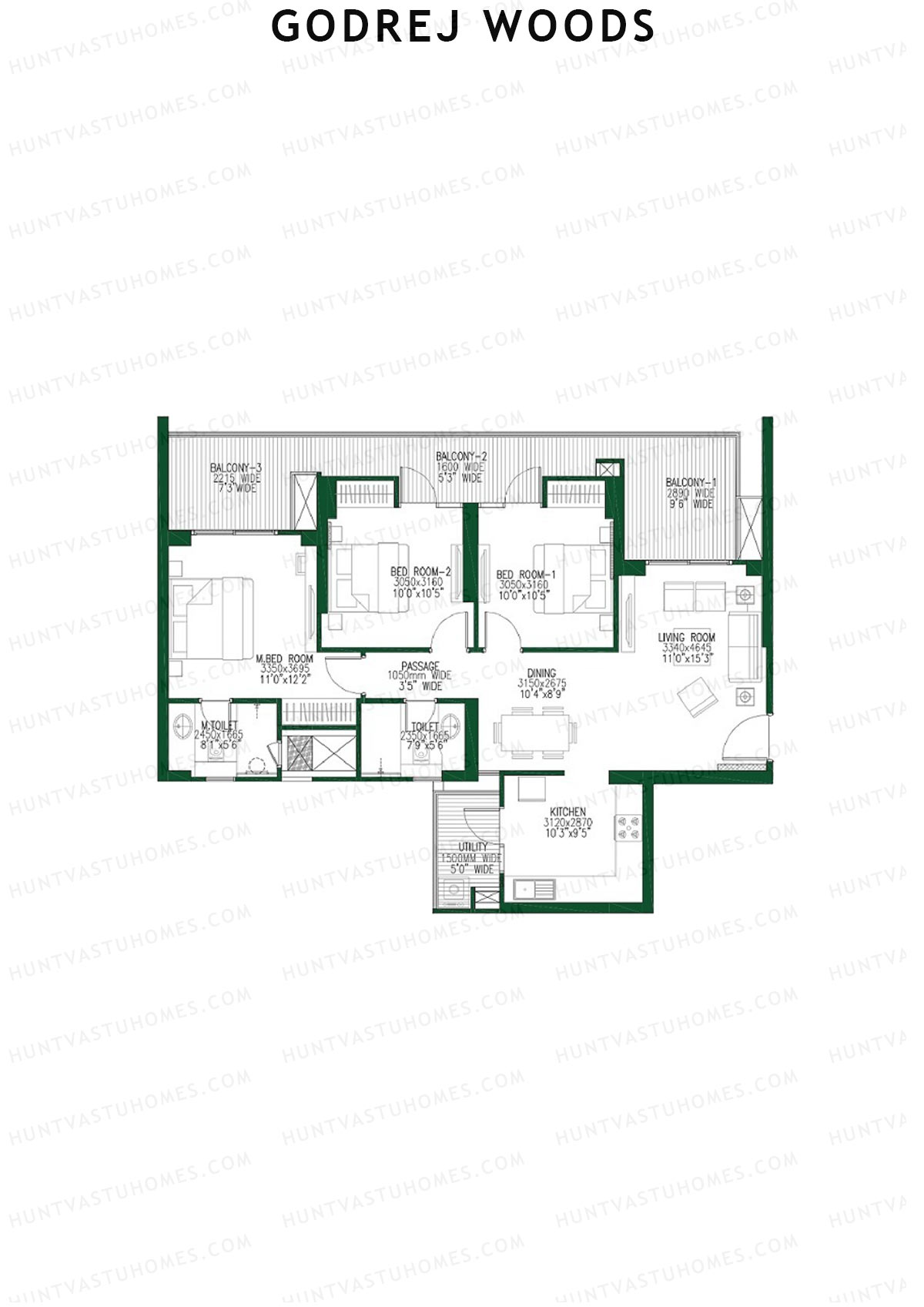 Godrej Woods Tower 5 Unit 4 (Type 6) Floor Plan