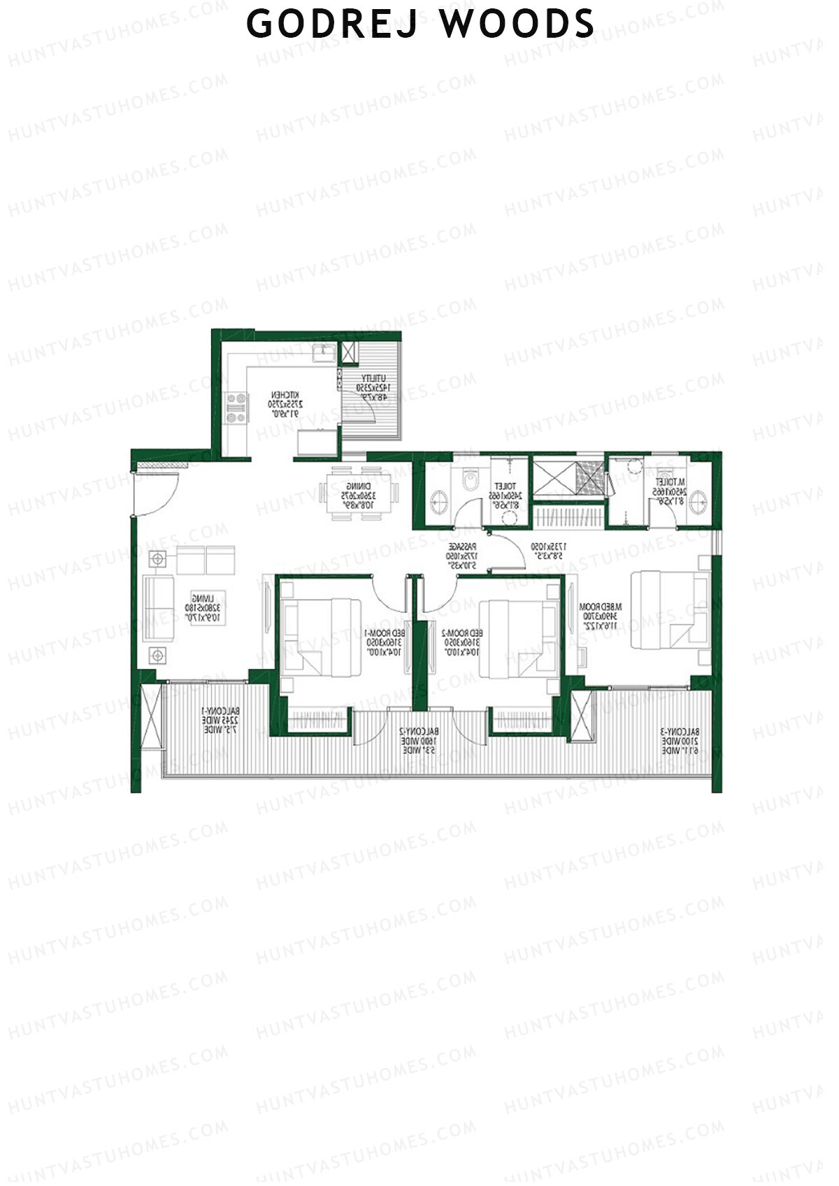 Godrej Woods Tower 6 Unit 1 (Type 4) Floor Plan