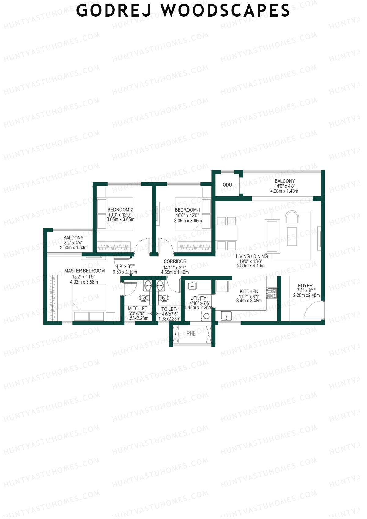 Godrej Woodscapes Tower H Unit 2 Floor Plan