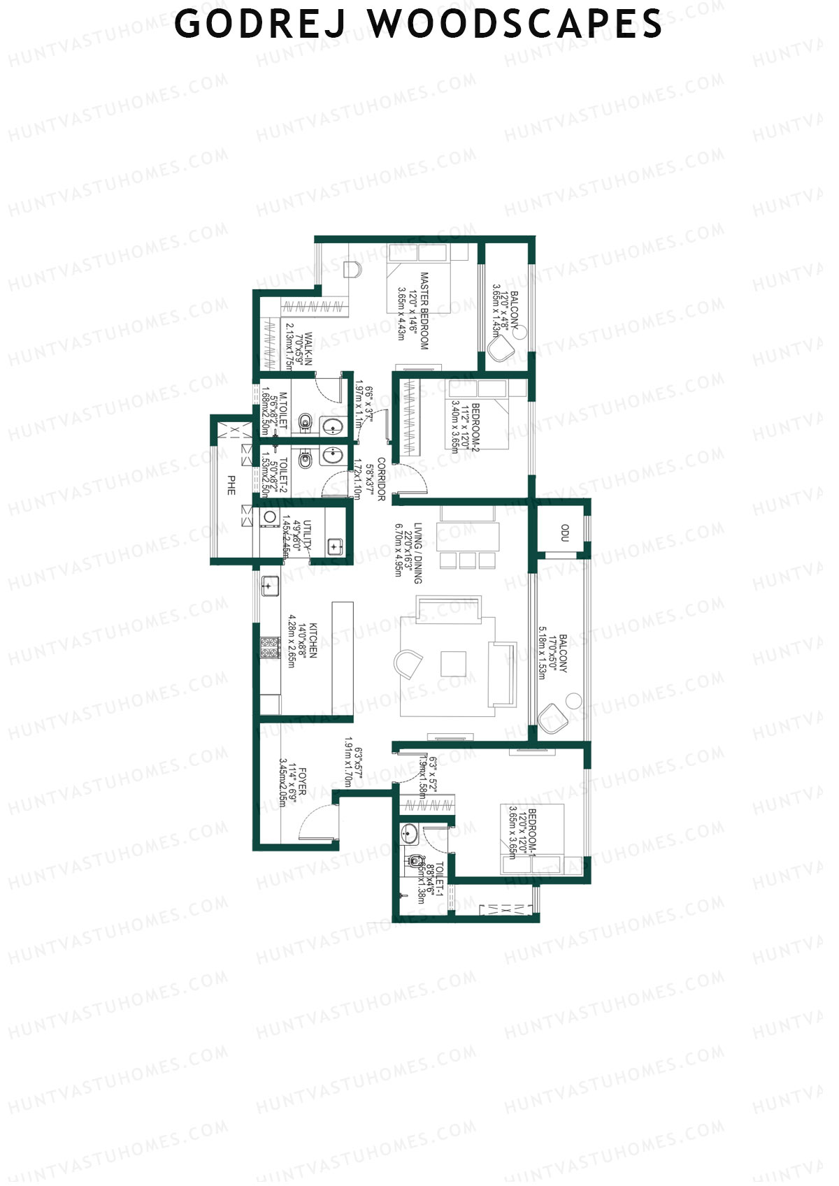 Godrej Woodscapes Tower M Unit 3 Floor Plan