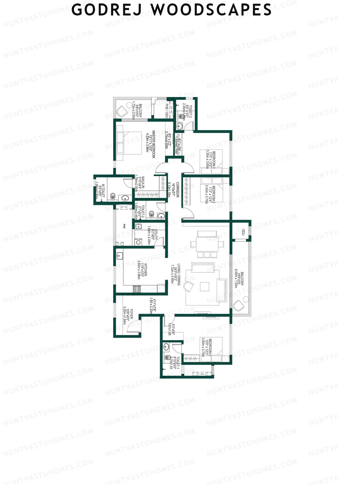 Godrej Woodscapes Tower N Unit 3 Floor Plan