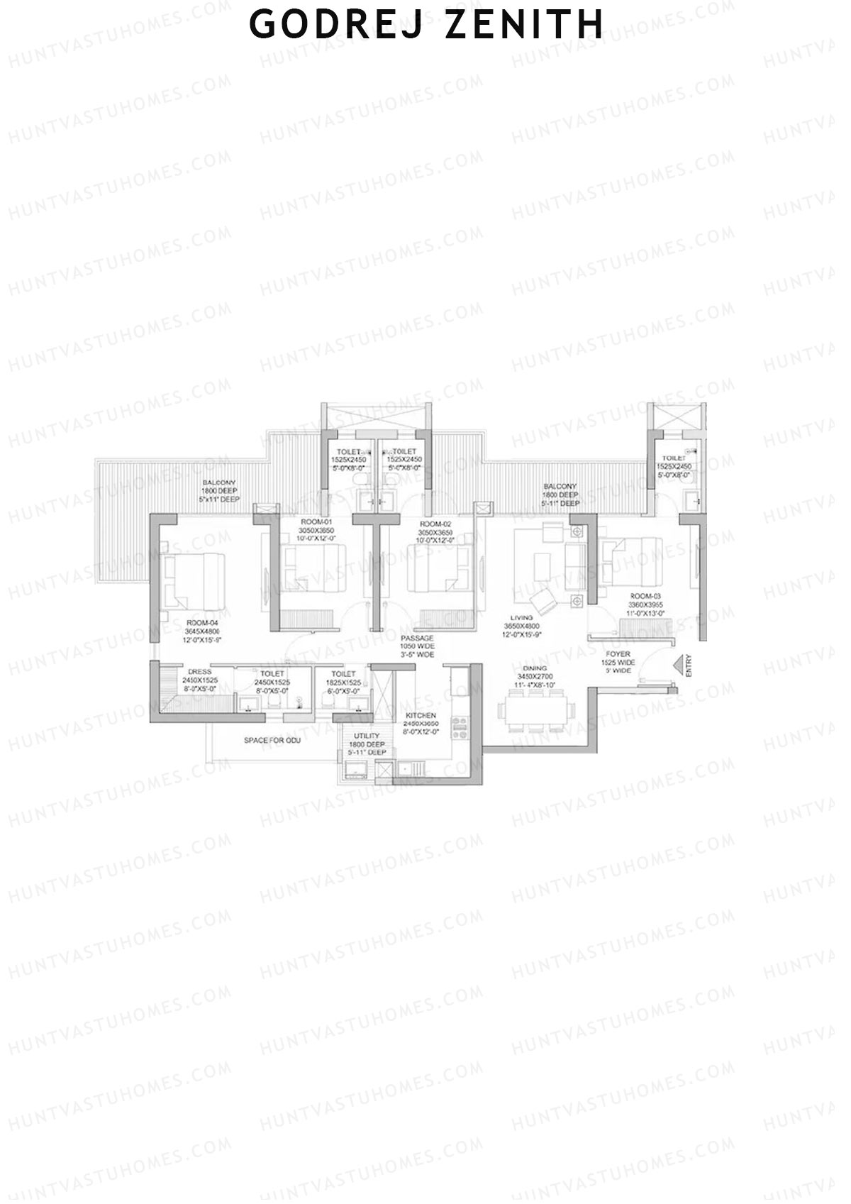 Godrej Zenith Tower 3 Unit 1 (Type 1) Floor Plan