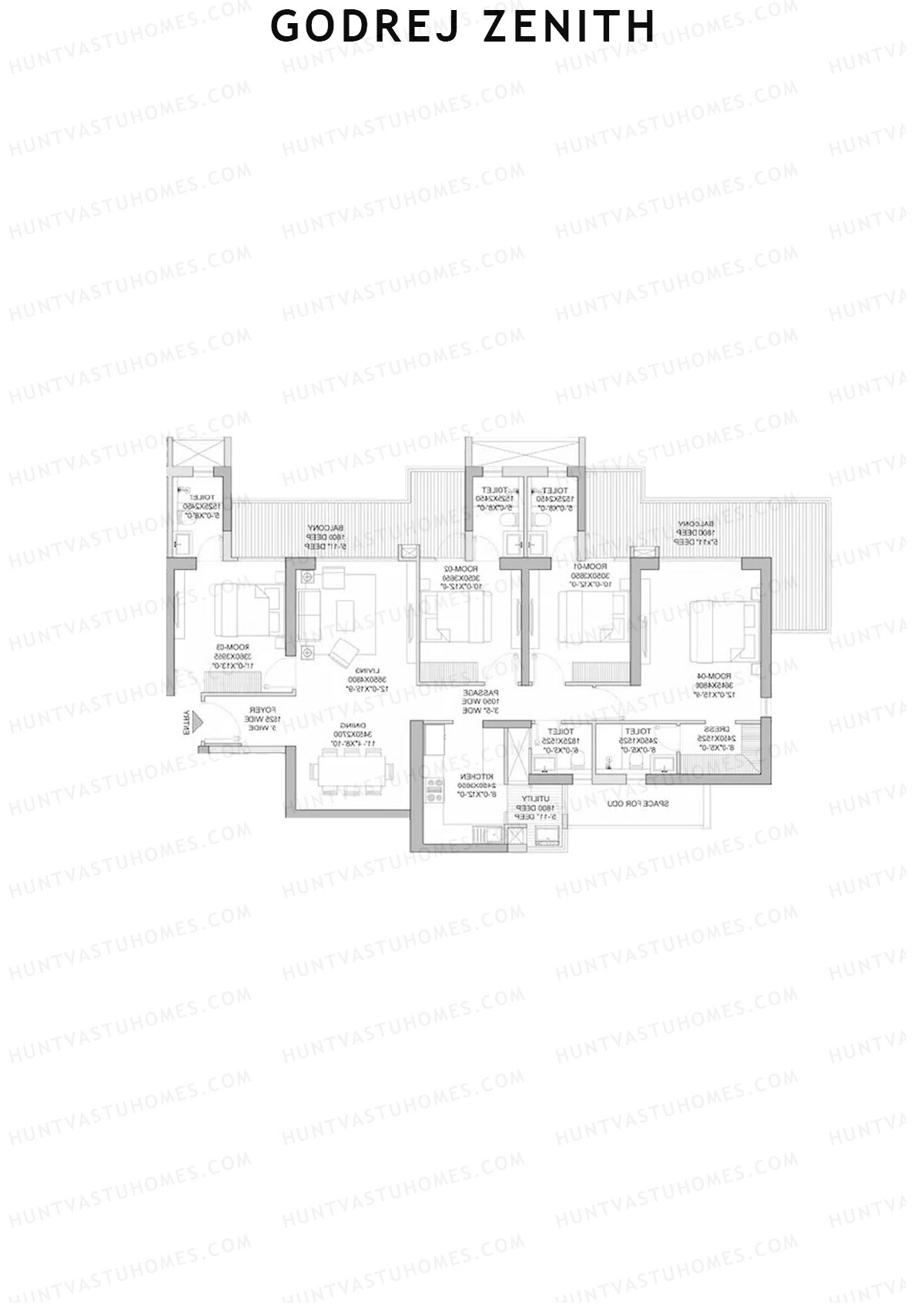 Godrej Zenith Tower 3 Unit 2 (Type 1) Floor Plan