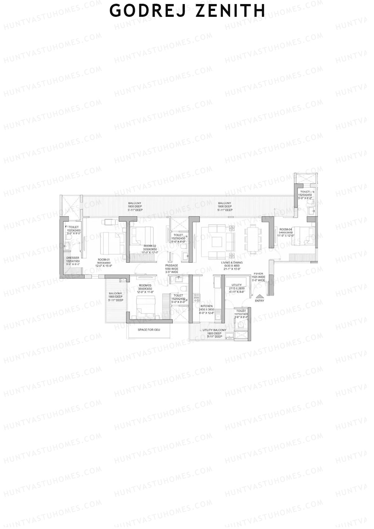 Godrej Zenith Tower 5 Unit 1 (Type 3) Floor Plan