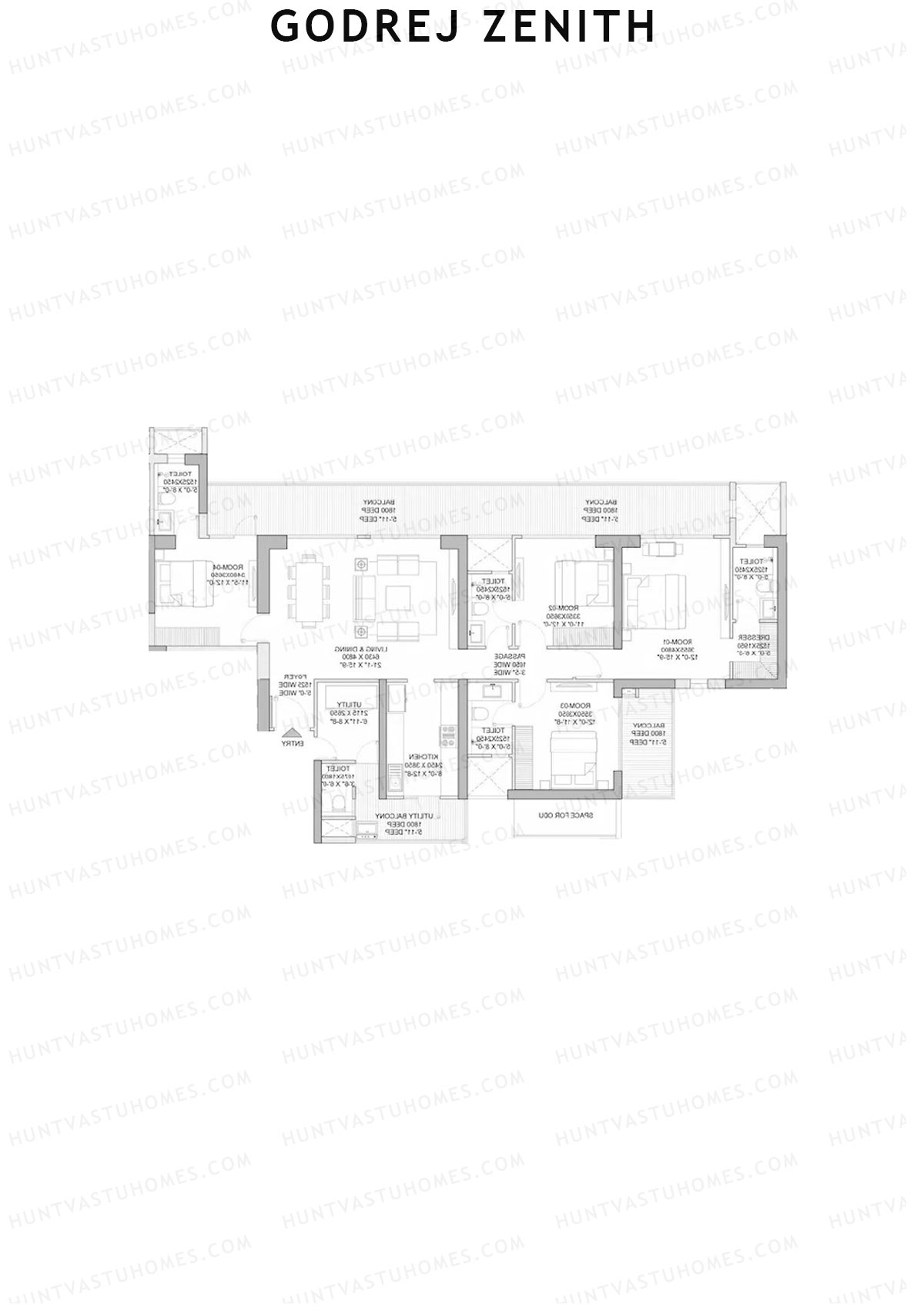 Godrej Zenith Tower 5 Unit 2 (Type 3) Floor Plan