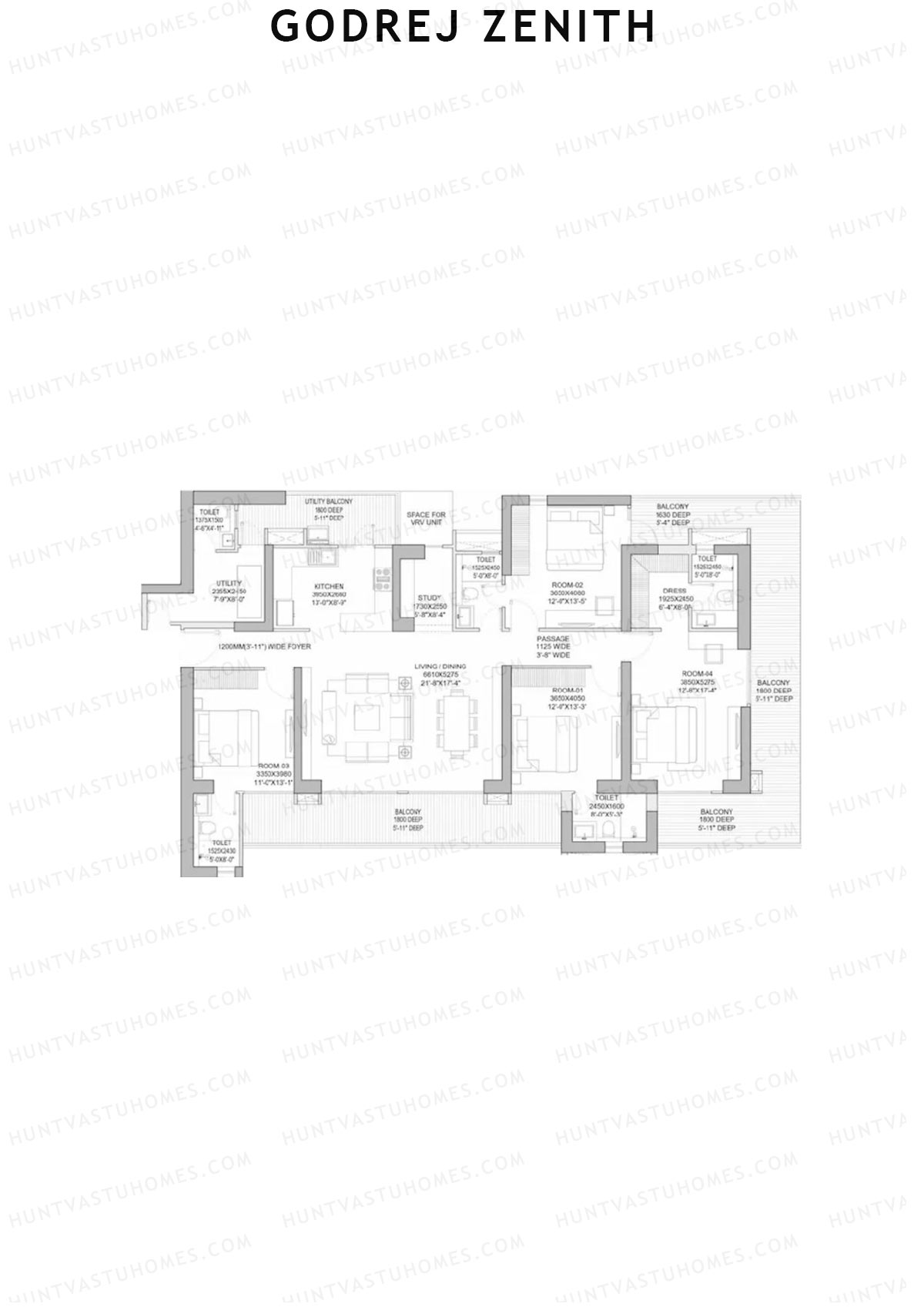 Godrej Zenith Tower 6 Unit 3 (Type 4) Floor Plan