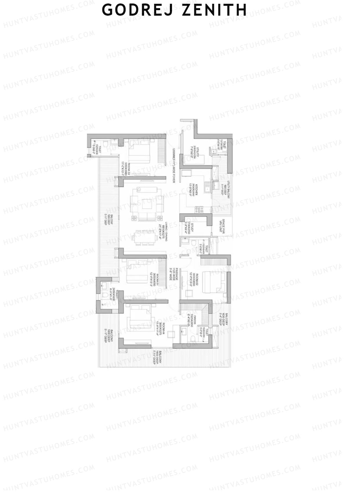 Godrej Zenith Tower 8 Unit 3 (Type 4) Floor Plan