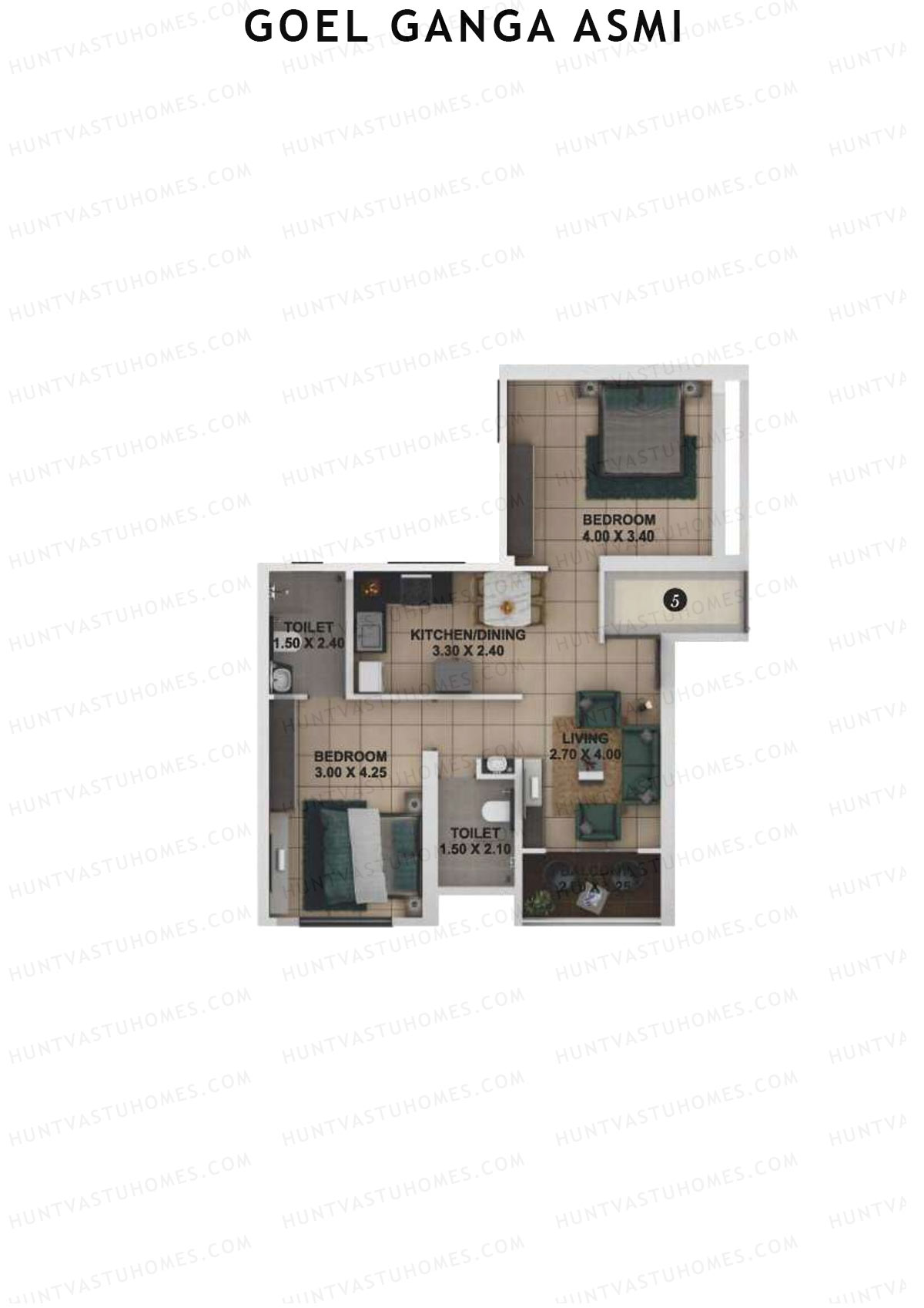 Goel Ganga Asmi Wing 2 Unit 5 Floor Plan