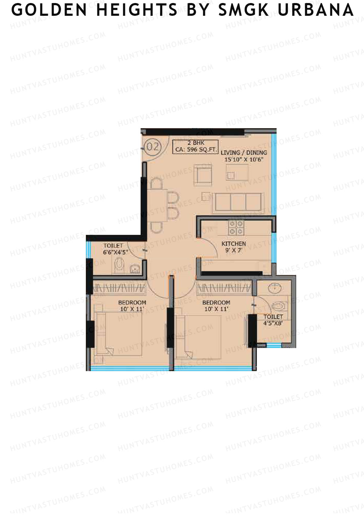 Golden Heights by SMGK Urbana Tower A Unit 2 Floor Plan
