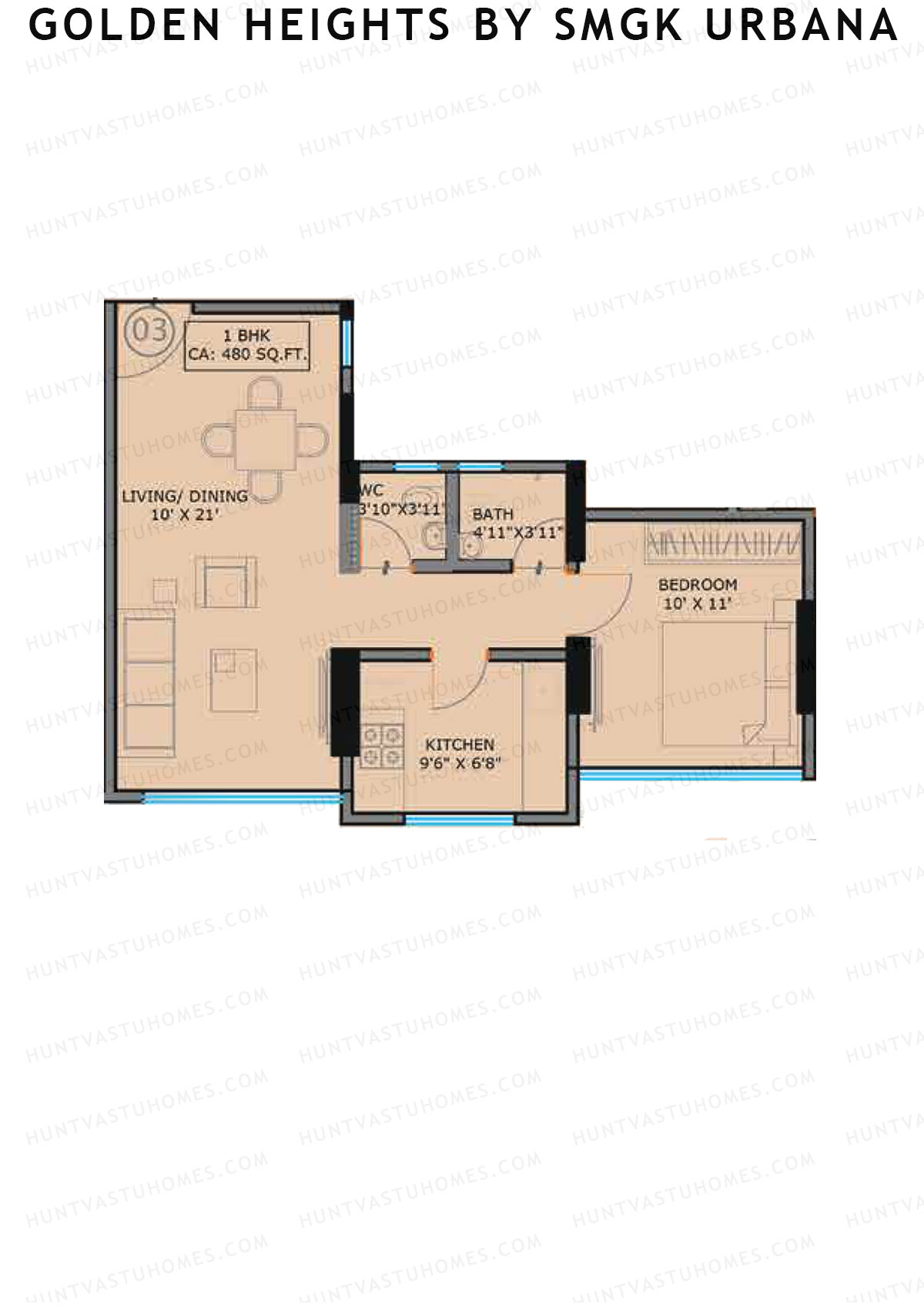 Golden Heights by SMGK Urbana Tower A Unit 3 Floor Plan