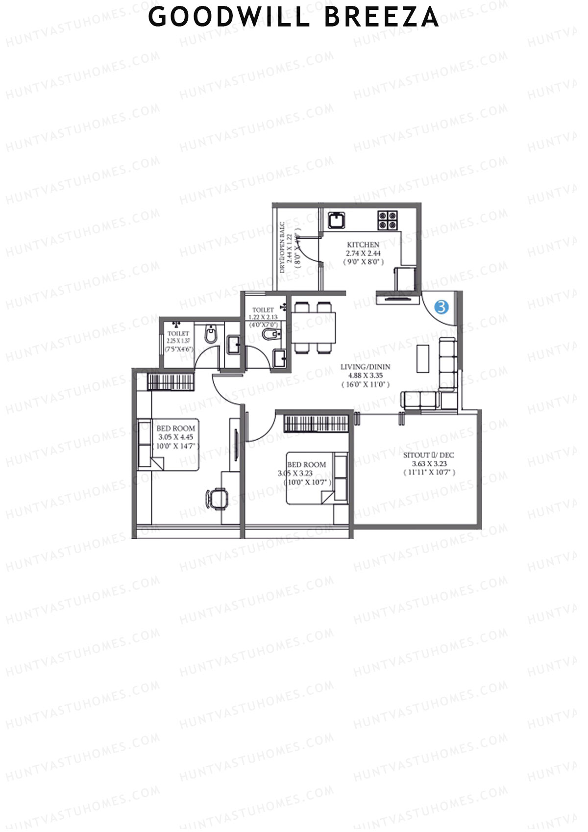 Goodwill Breeza Wing H Unit 3 Floor Plan