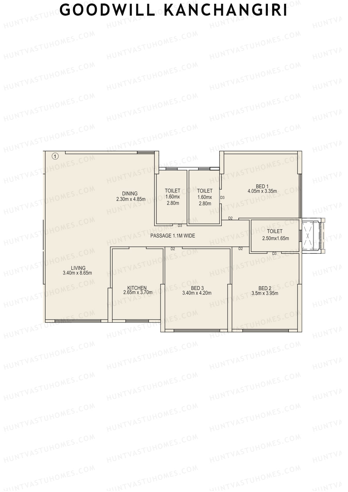 Goodwill Kanchangiri Wing A Unit 1 Floor Plan